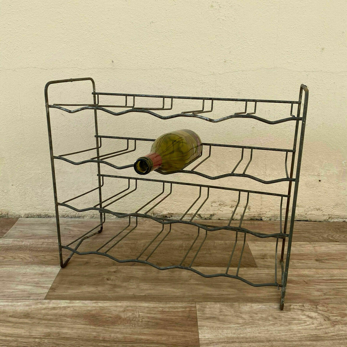 VINTAGE French METAL 20 WINE BOTTLE RACK 1950 old style 16062126 - Fleamarketfrance