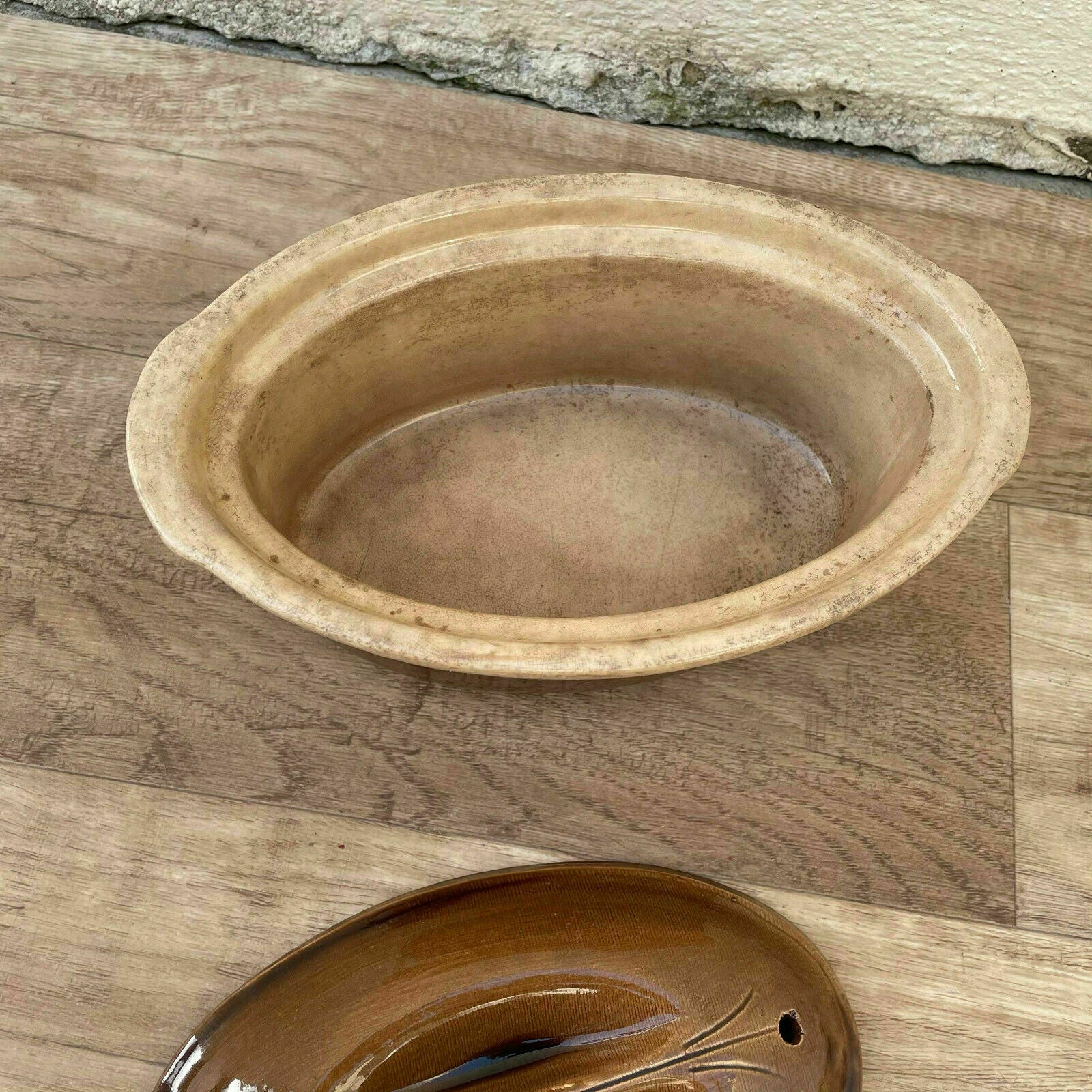 Vintage French Terrine Pot Earthenware Lidded Clay Dish Brown 0904215 Unbranded