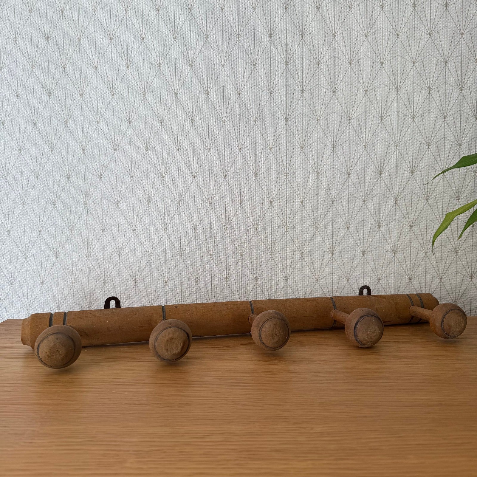 Antique Wooden French Coat Hook Hat 5 Pegs Hanger Faux Bamboo rack 0407253 Unbranded