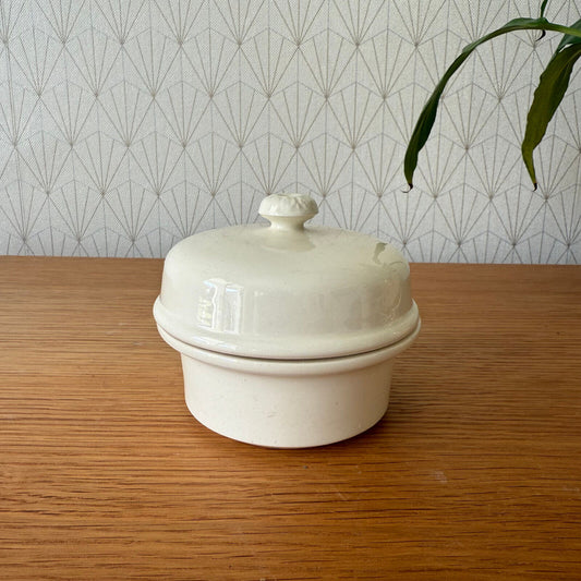 Vintage WHITE FRENCH SARREGUEMINNES foie gras TERRINE 11012515 - Fleamarketfrance