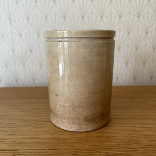 Antique French Confit Pot Stoneware Glazed Beige Crock Jar 0301259 Unmarked