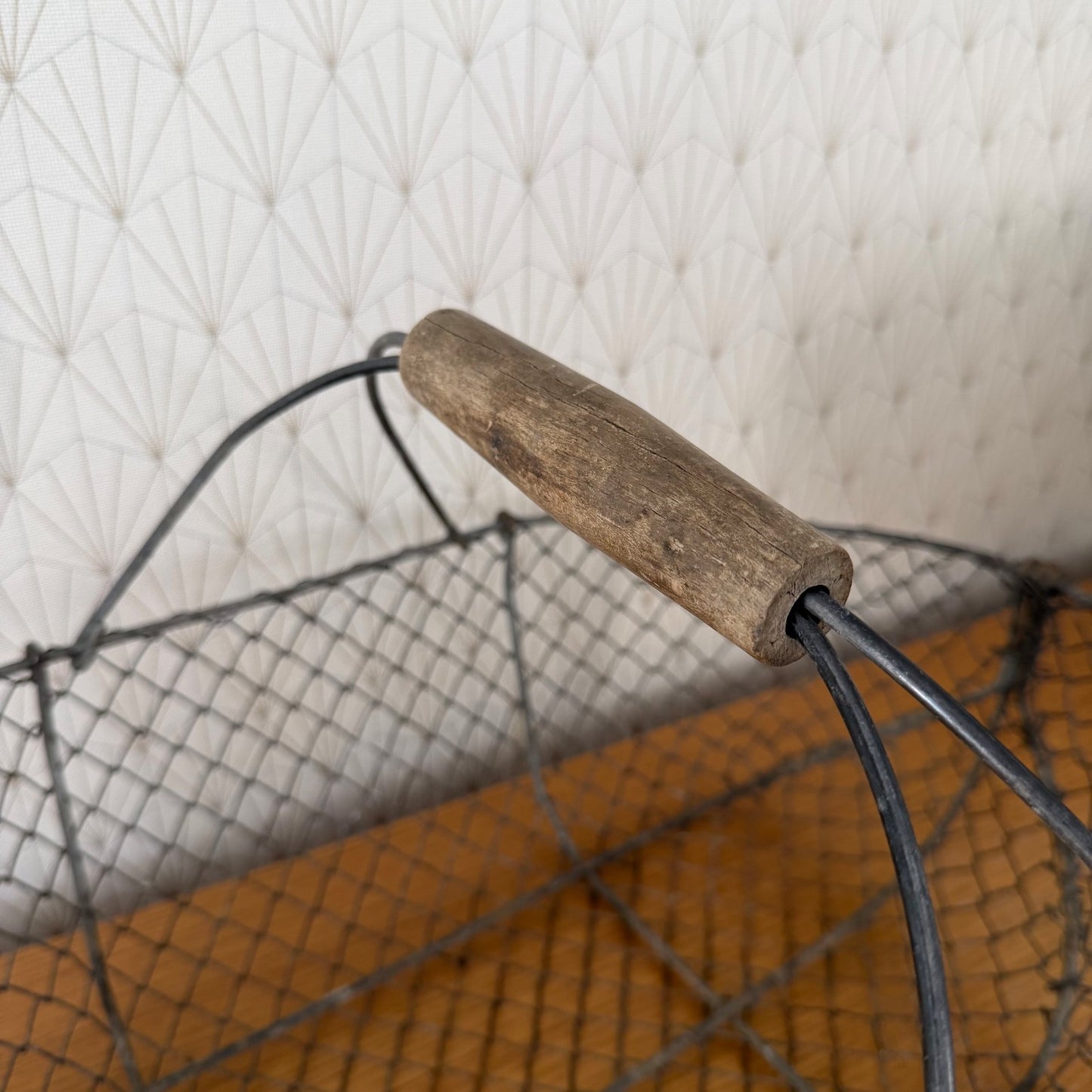 French Wire Basket Harvesting Vintage 0409265