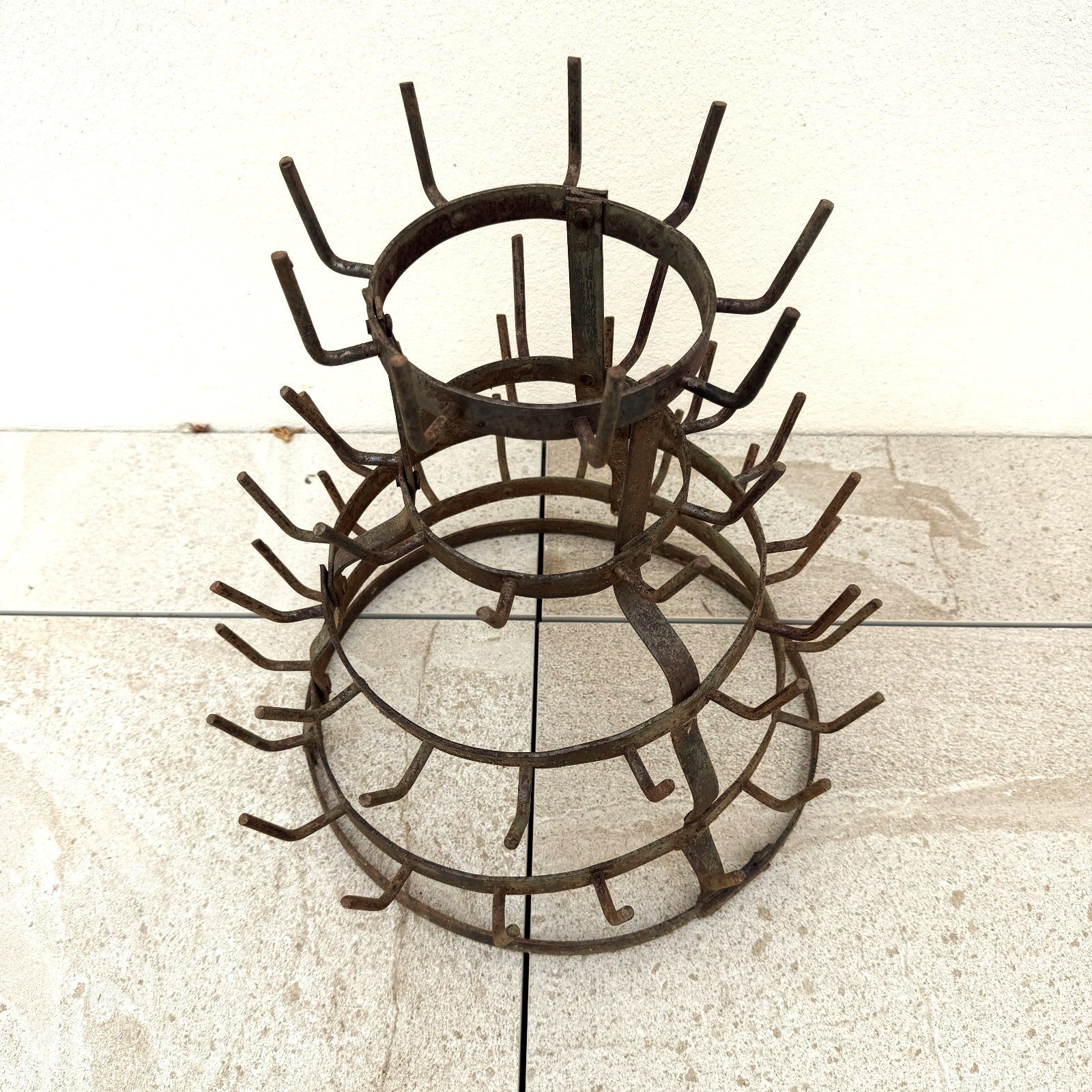 French Wine Bottle Drying Rack Wrought Iron Antique 1900s Vintage 2505262 Fleamarketfrance