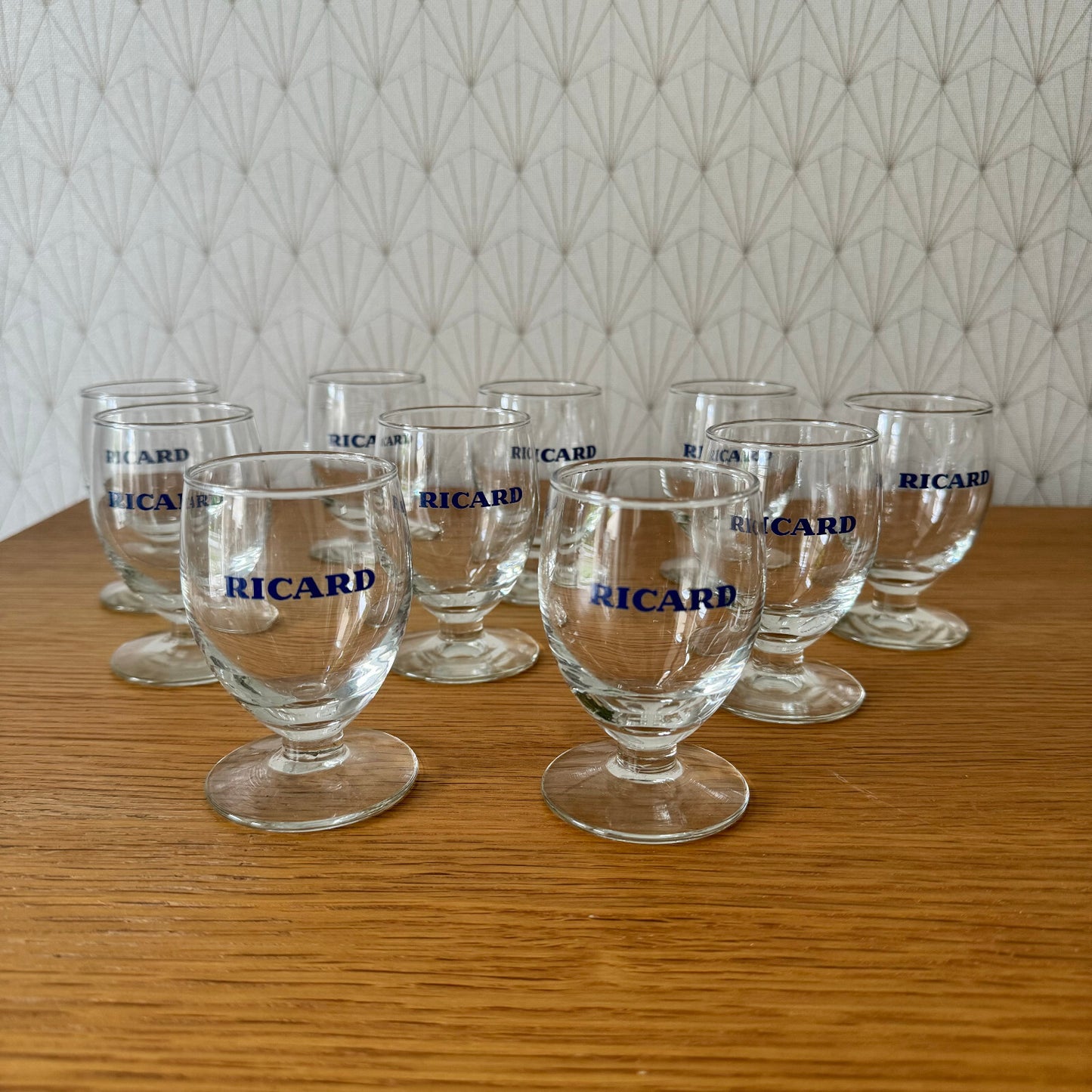 Vintage French Ricard Pastis Glasses Set of 10 Stemware Anisette 0405241 Ricard