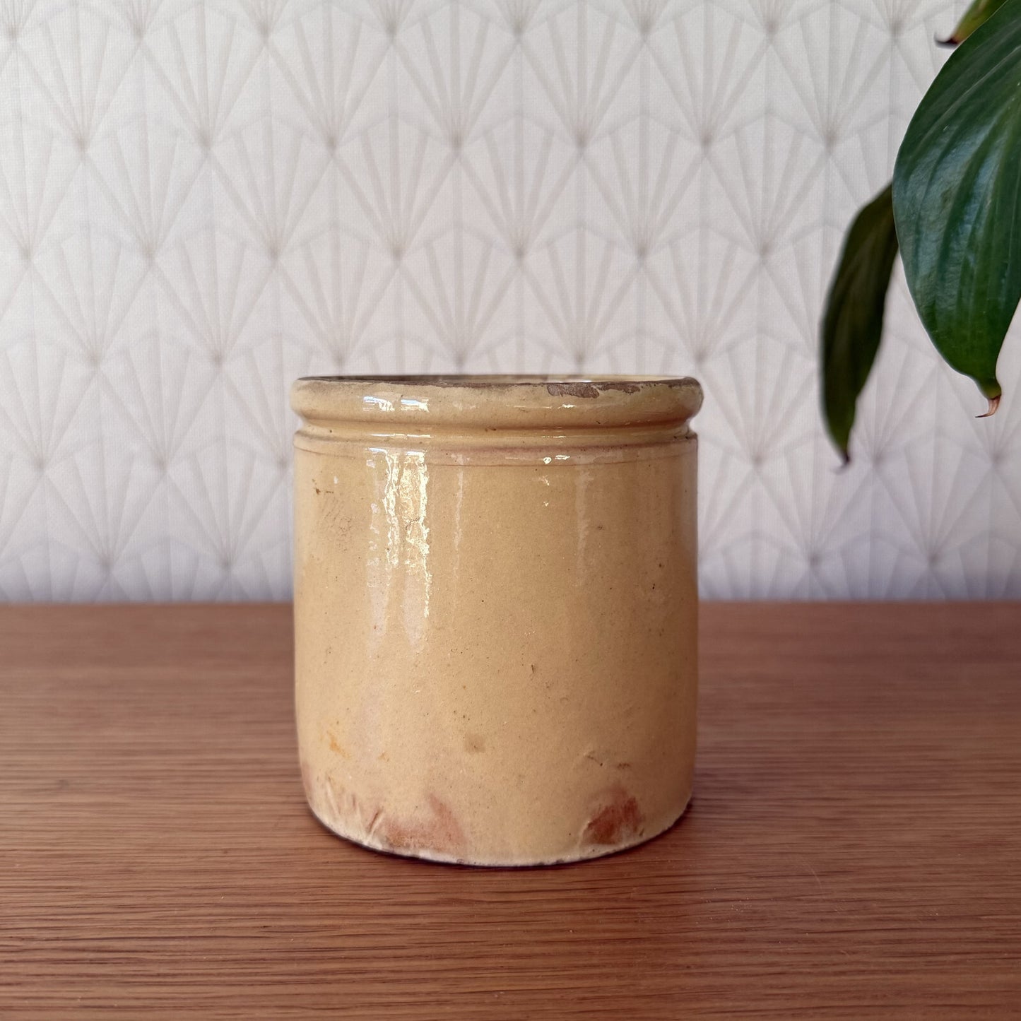 Antique French Confit Pot Yellow Glazed Terracotta Preserve Jar 0901255 Unmarked