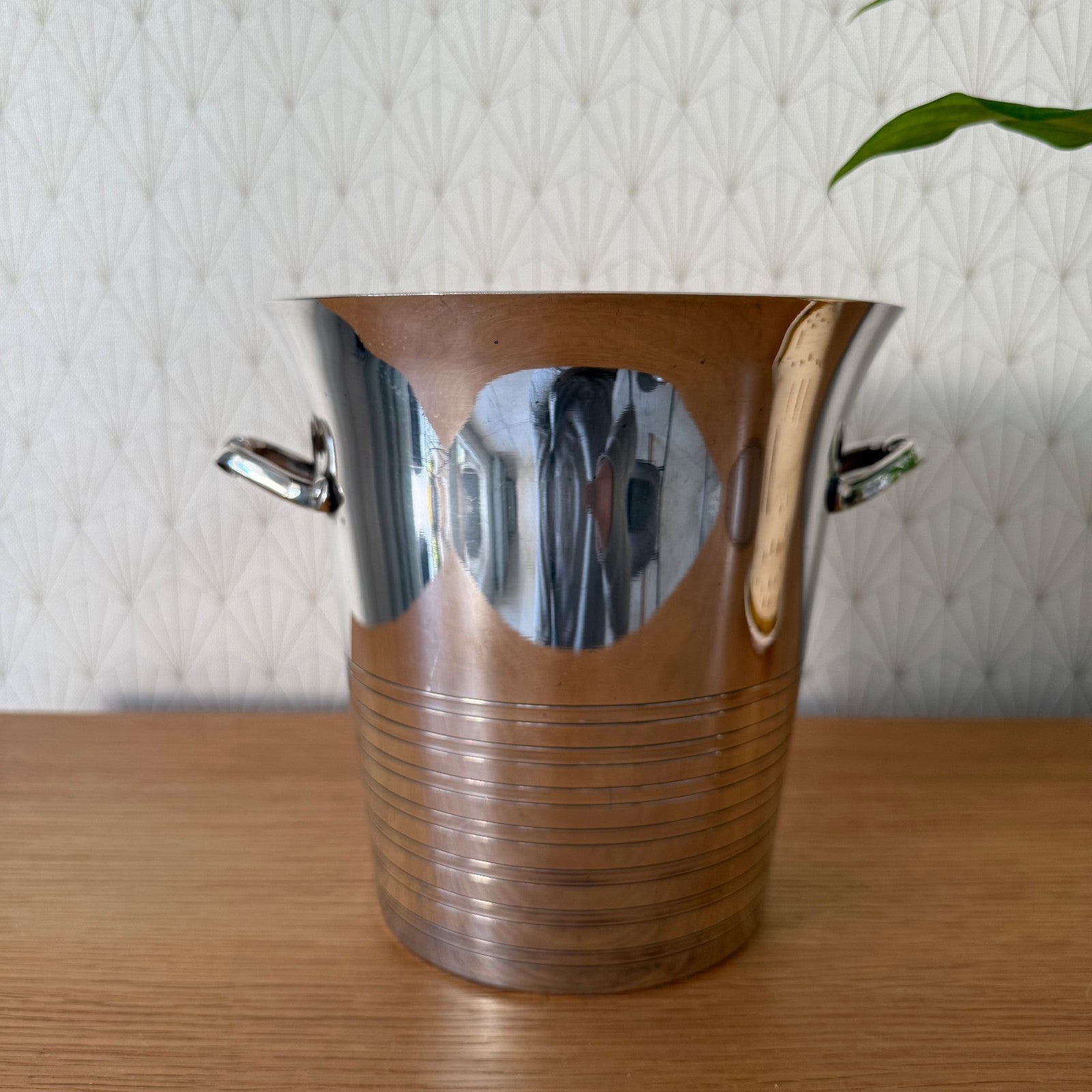 Vintage French Ice Bucket Silverplate Champagne Cooler Ribbed 0912259 Fleamarketfrance : French vintage and antique decor