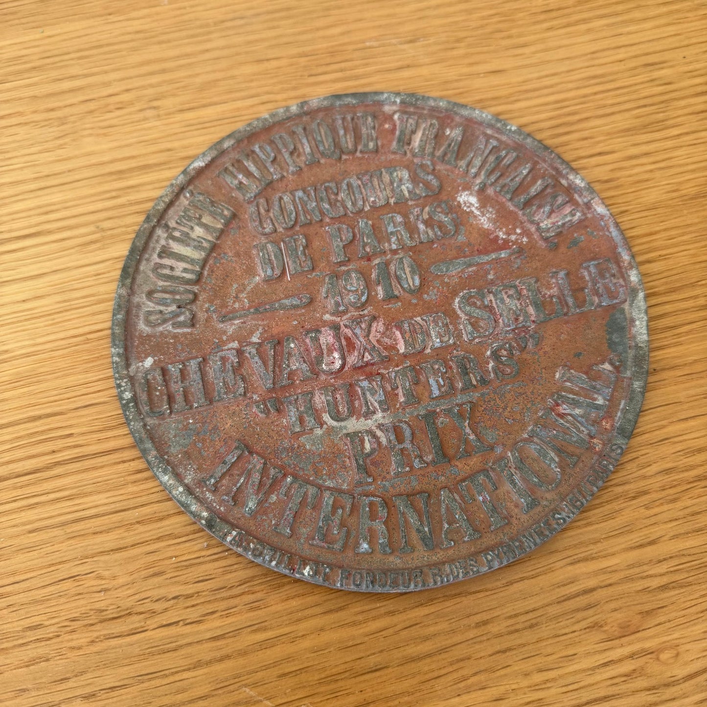 FRENCH VINTAGE AGRICULTURE PLAQUE TROPHY AWARD ANIMALS PRIZE SIGN 1910 0312252