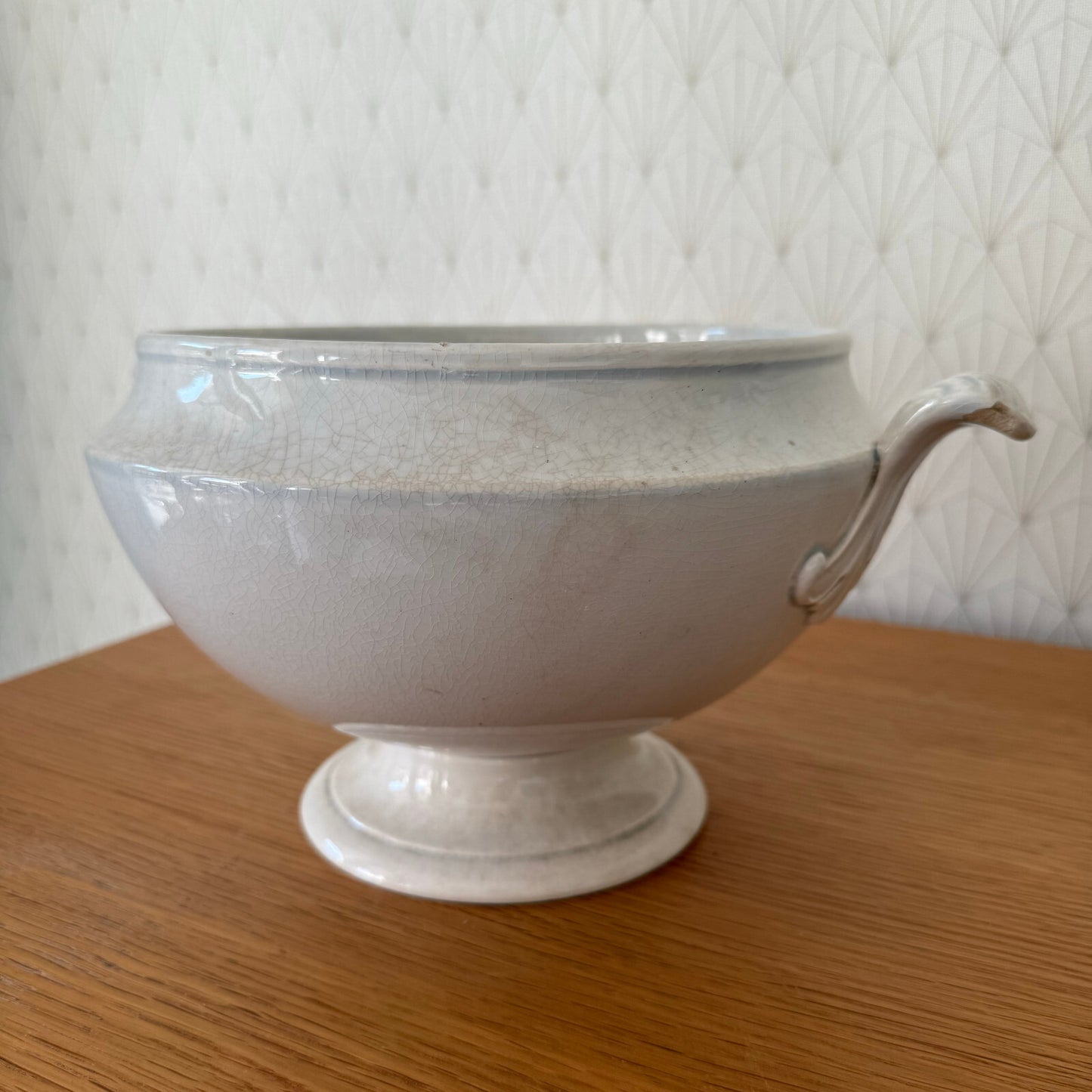 Antique French Tureen White Ceramic Footed Bowl Vieillard Bordeaux 0911245 Fleamarketfrance