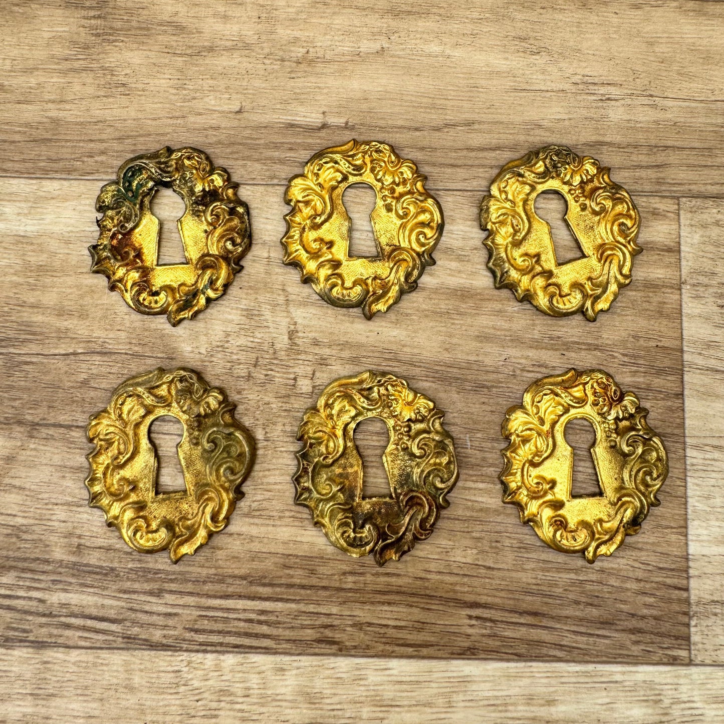 French Brass Escutcheons Antique Ornate Keyhole Plates Rococo Set 0805247 Fleamarketfrance