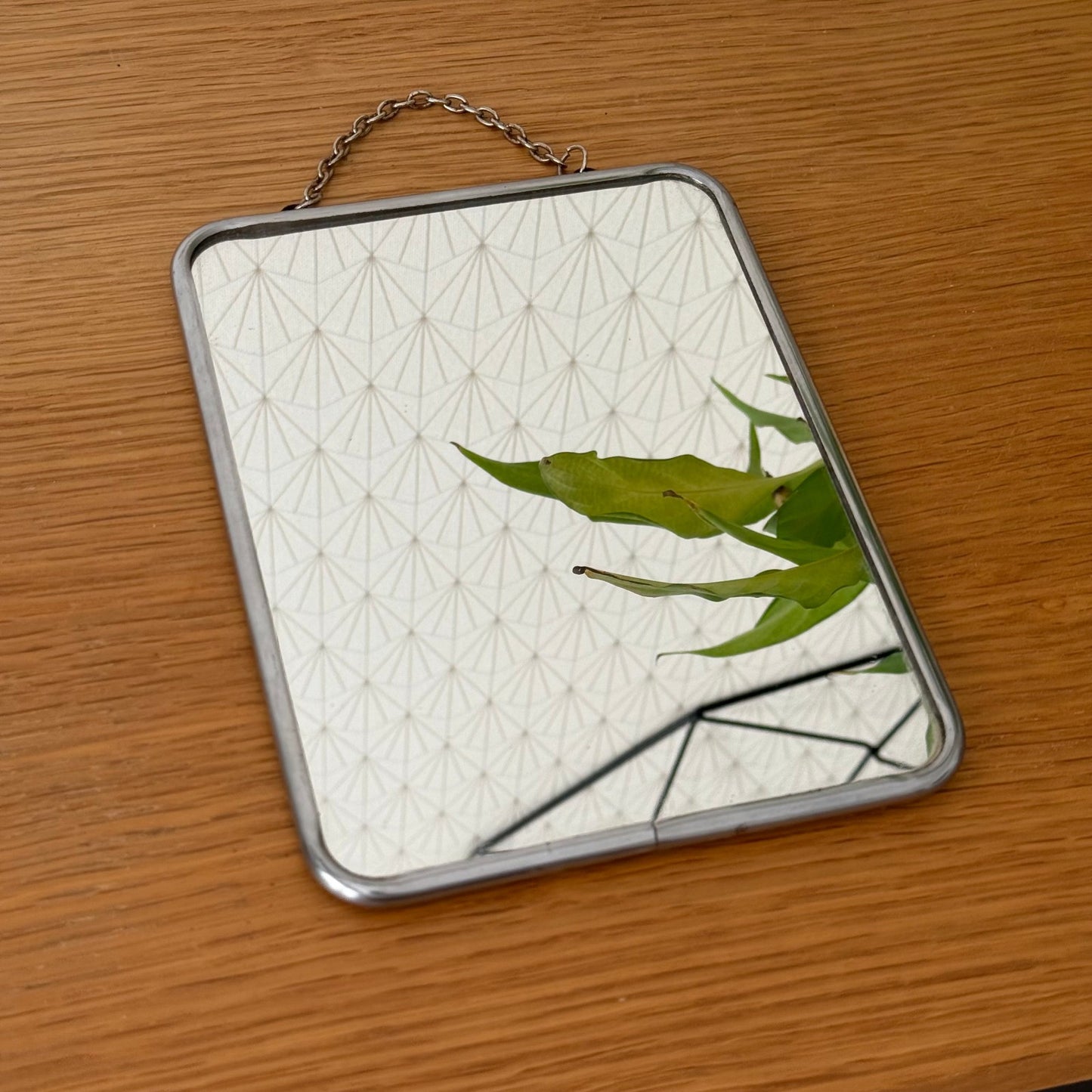Vintage French Art Deco Mirror Metal Frame Chain Hanger Wall 0608257 Fleamarketfrance