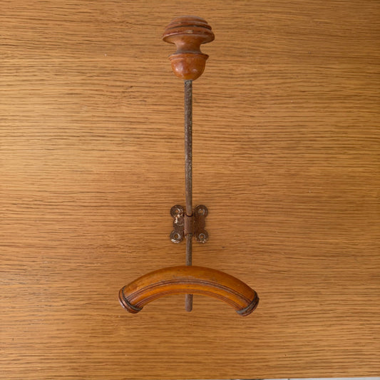 French Vintage Coat Hook Wall Mount Wood Metal Swing Arm 1950s 2307264 Unbranded