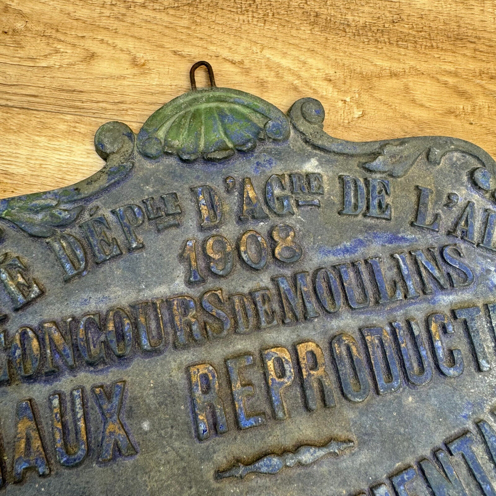 FRENCH VINTAGE AGRICULTURE PLAQUE TROPHY AWARD ANIMALS PRIZE SIGN 1908 0309242 - Fleamarketfrance