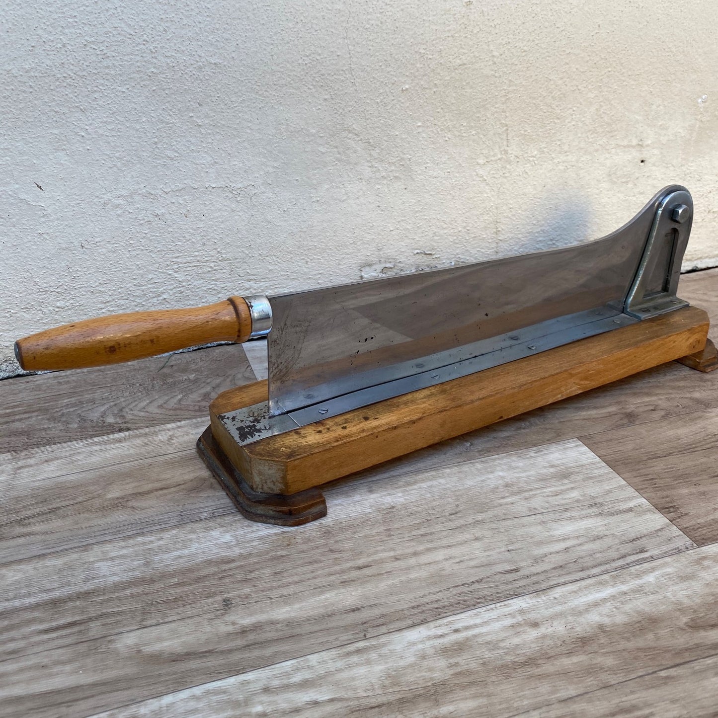 Vintage French bread slicer Bargoin wooden cutting board restaurant 04072621 Fleamarketfrance