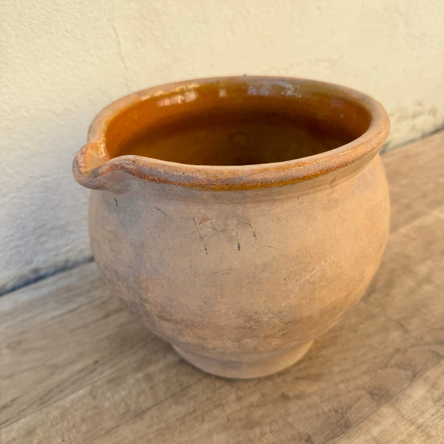 French Antique Pottery Pitcher Stoneware Ceramic Jug Rustic 1302251 Unmarked