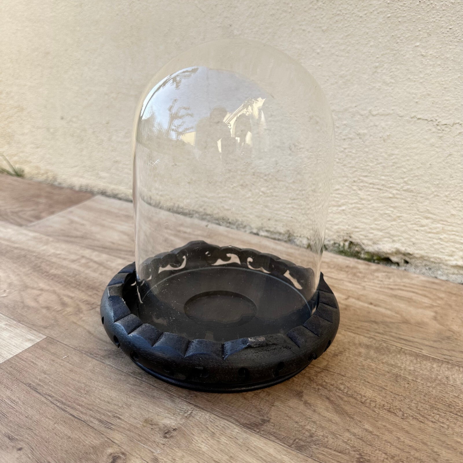 Antique French Glass Display Dome Cloche Wood Base Victorian 16122323 Globe