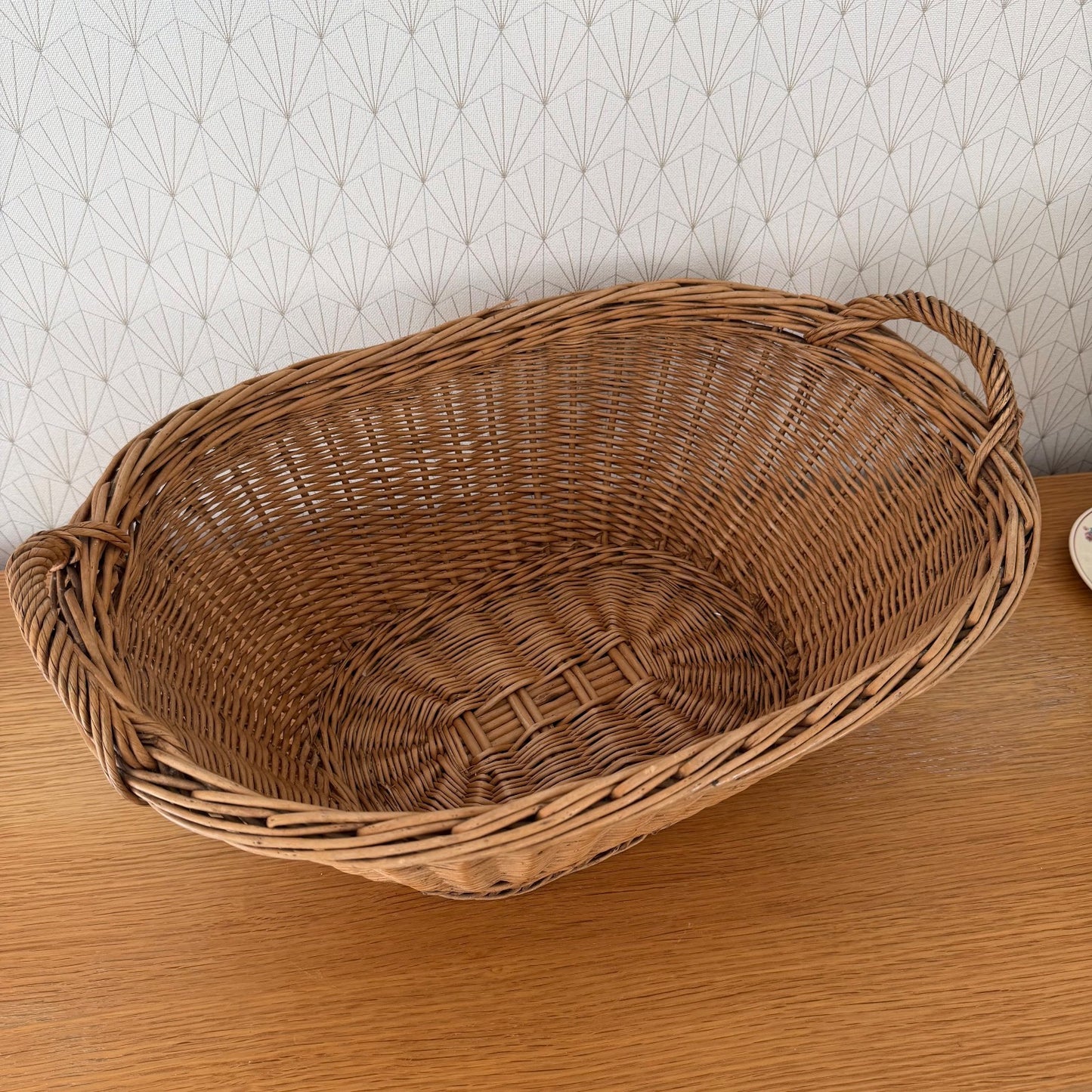 French Wicker Laundry Basket Vintage Rattan Storage Handles 140826 Unbranded