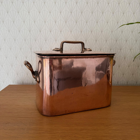 French Copper Stock Pot Dovetailed Vintage Cookware Brass Handles 1803263 Fleamarketfrance