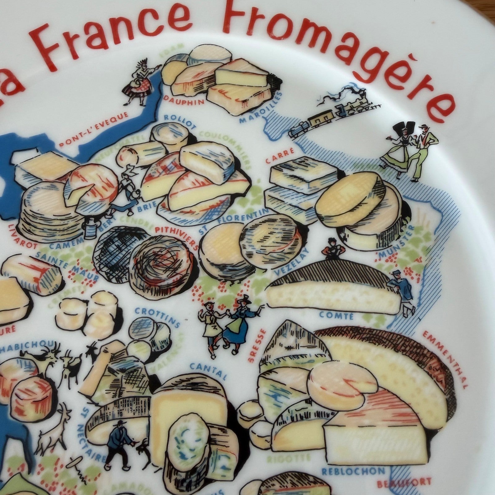 French Cheese Plate Limoges Porcelain Map Vintage Fromage 11.5" 2502264 Limoges