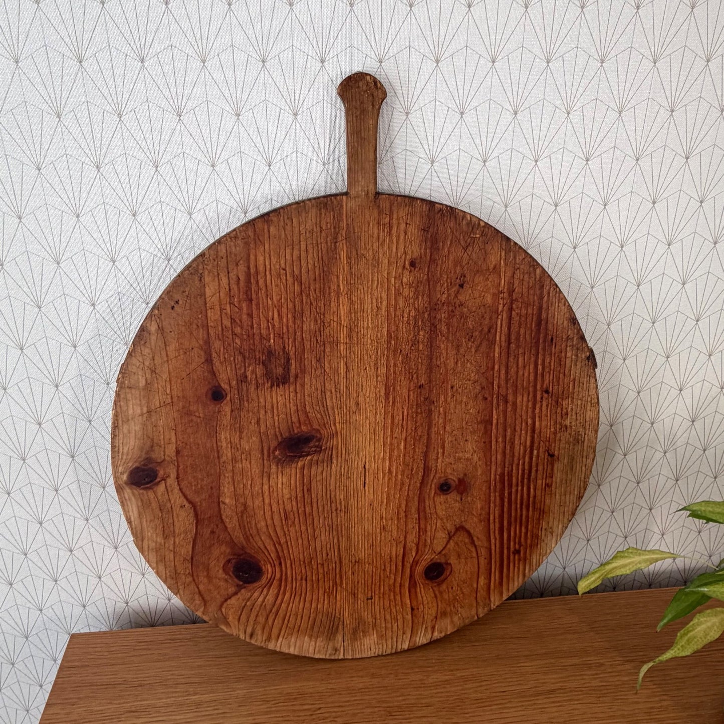 French Vintage Round Wood Bread Board Cutting Chopping 20" 0107269 Unbranded