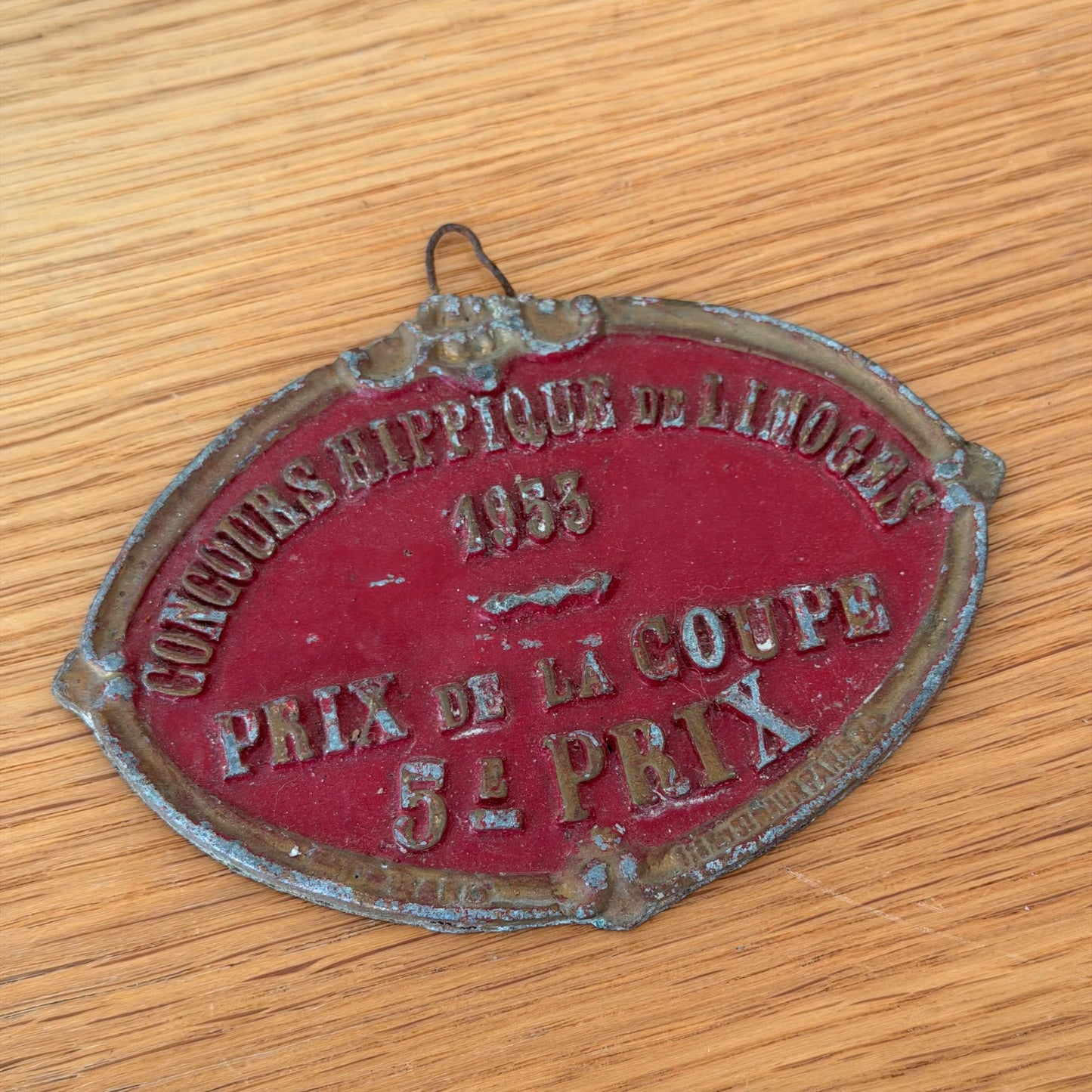 French Vintage Equestrian Competition Award Plaque Trophy 1953 1301263 Fleamarketfrance : French vintage and antique decor