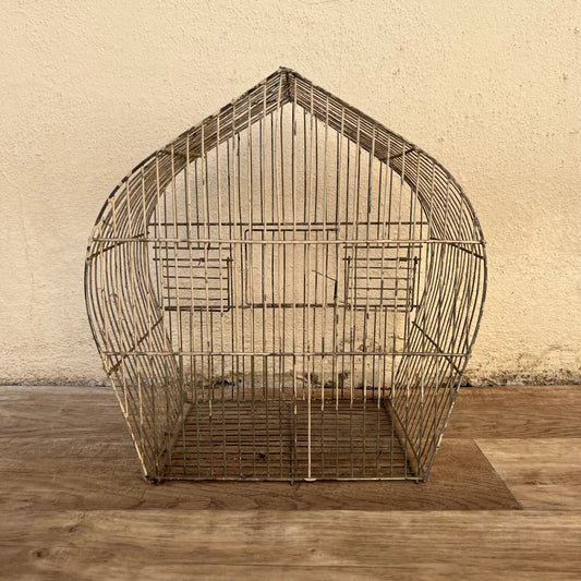 Vintage French Style Bird House Cage Wire Metal Decorative 0903251 - Fleamarketfrance