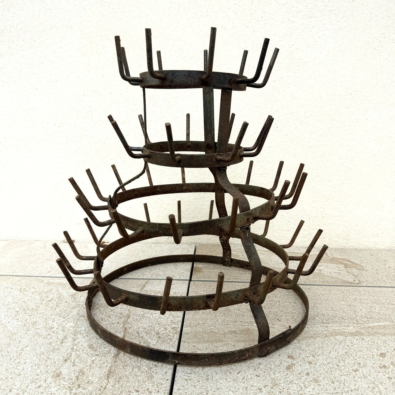 French Wine Bottle Drying Rack Wrought Iron Antique 1900s Vintage 2505262 Fleamarketfrance