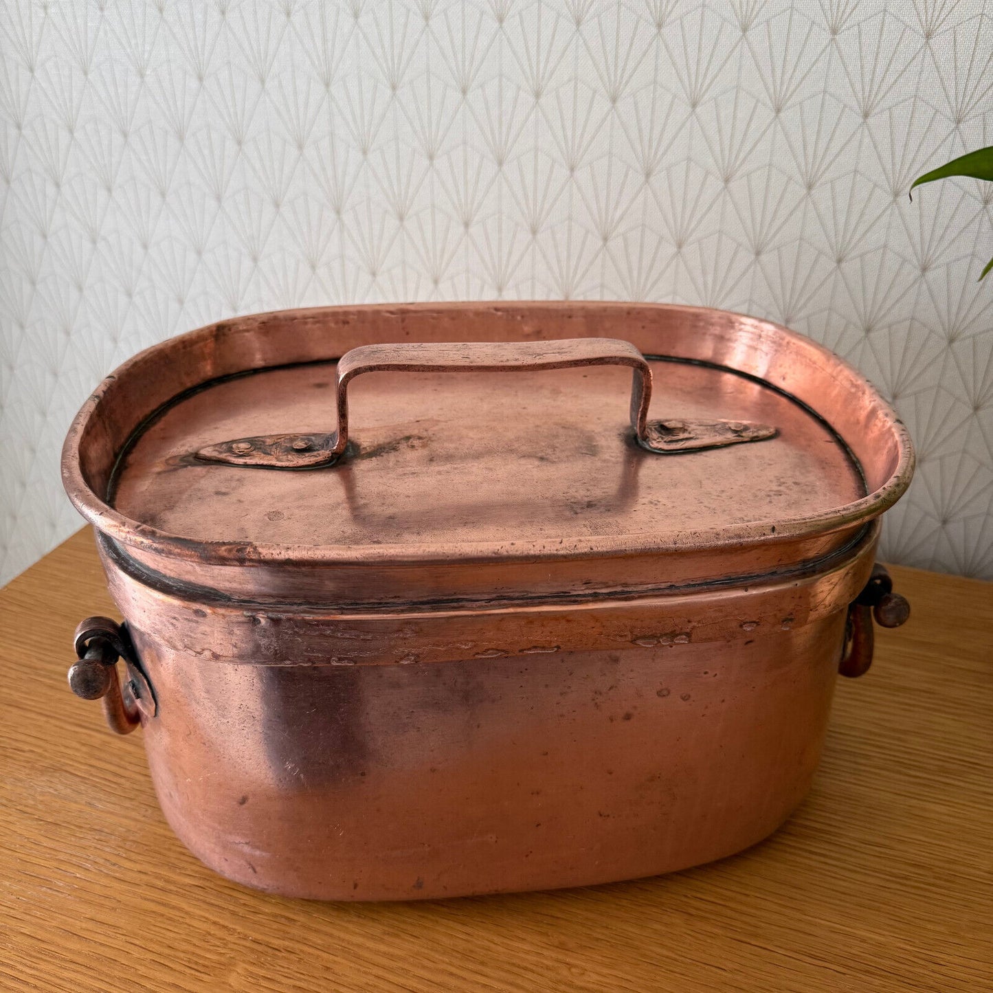 Antique dovetailed Daubiere French stock pot Copper Cookware 13 3/4" 2002251 - Fleamarketfrance