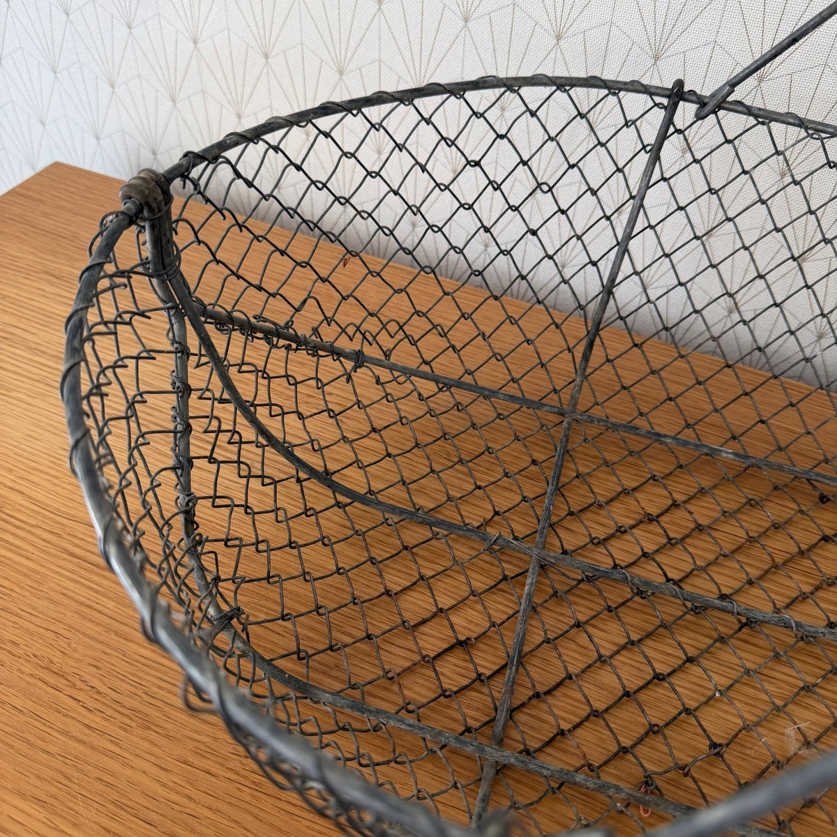French Wire Basket Harvesting Vintage 0409265