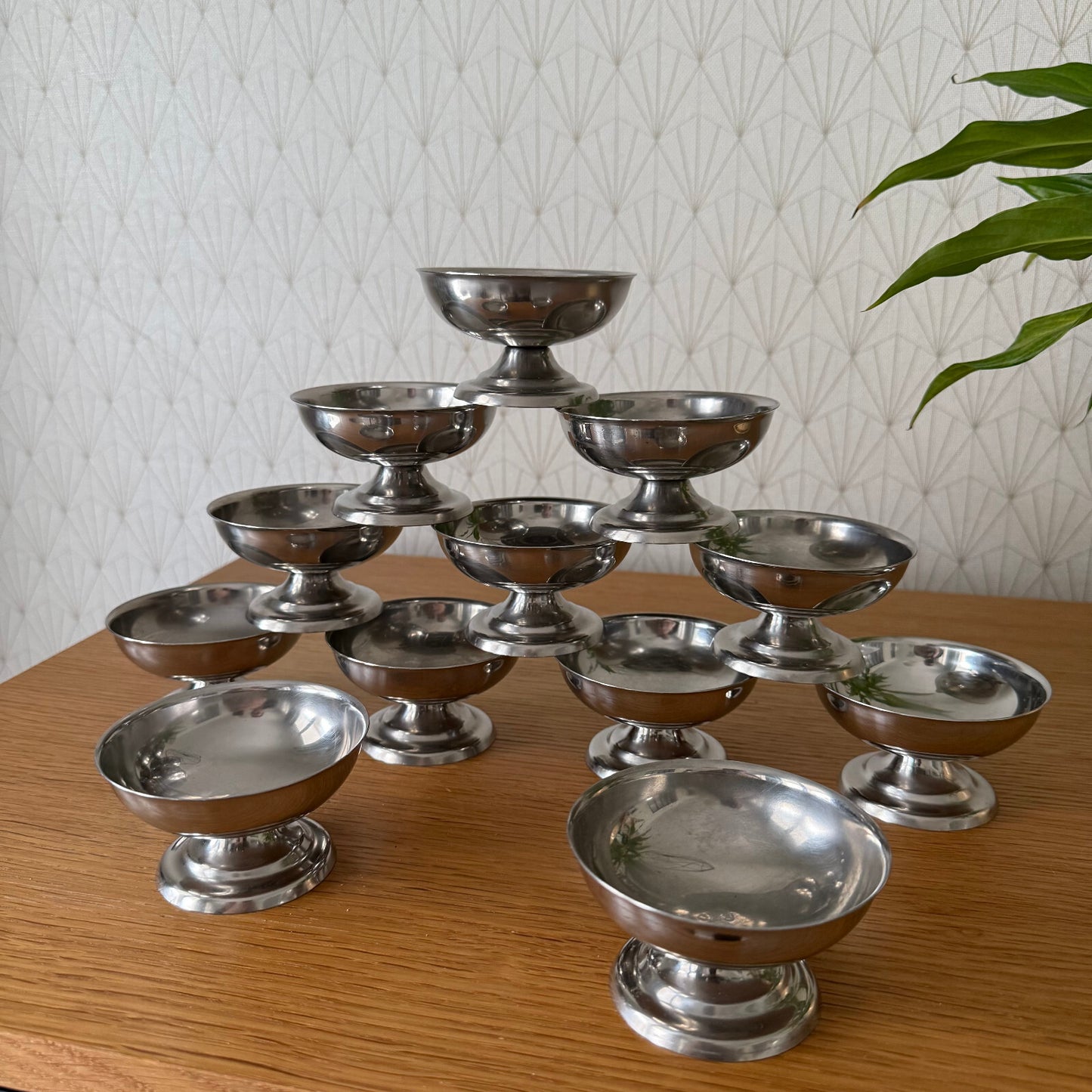 Set Of 12 Vintage Inox European Stainless Goblet Ice Cream Cup 1804256 Stainless