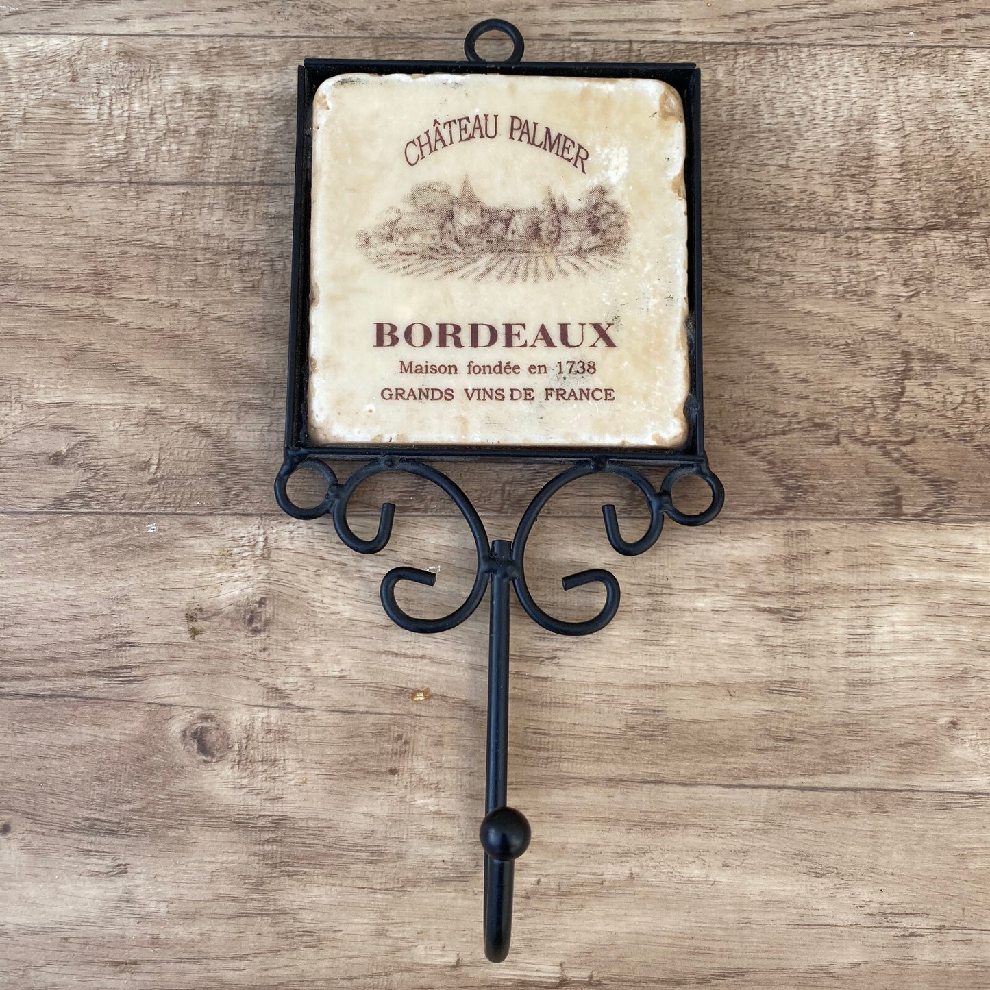 French Vintage Bordeaux Wine Wall Hook Ceramic Tile Kitchen Hanger 05082220 Unbranded