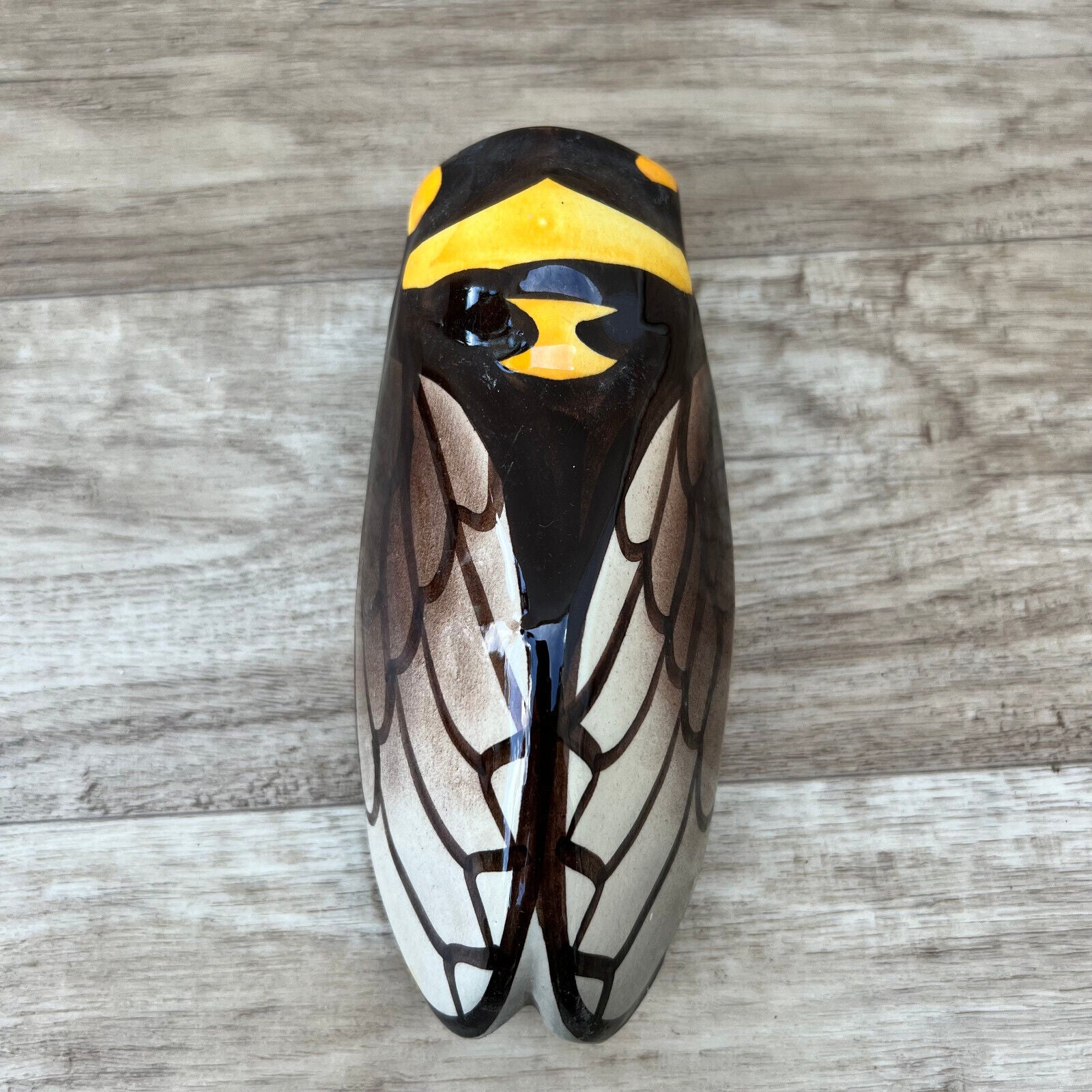 Vintage French MAJOLICA CICADA great shape WALL POCKET VASE 2008224 - Fleamarketfrance