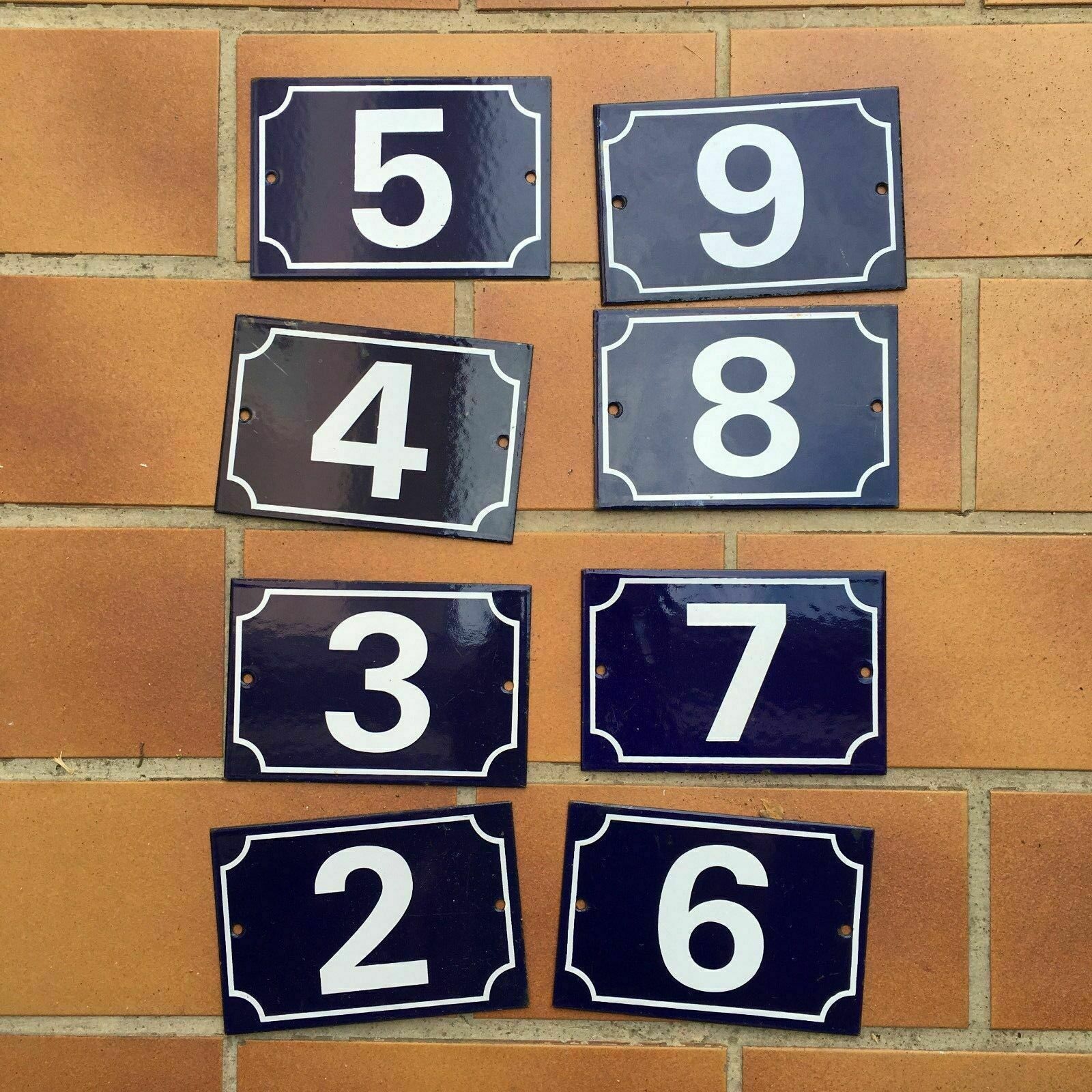 French Enamel House Numbers Blue Metal Street Door Signs 10x15cm 2-9 Unbranded