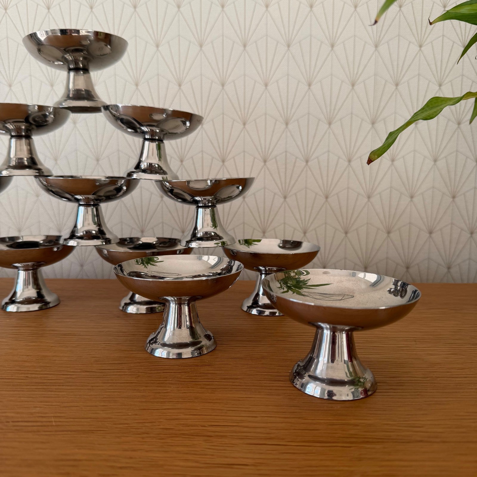 Set Of 12 Vintage Inox European Stainless Goblet Ice Cream Cup 0101265 Stainless