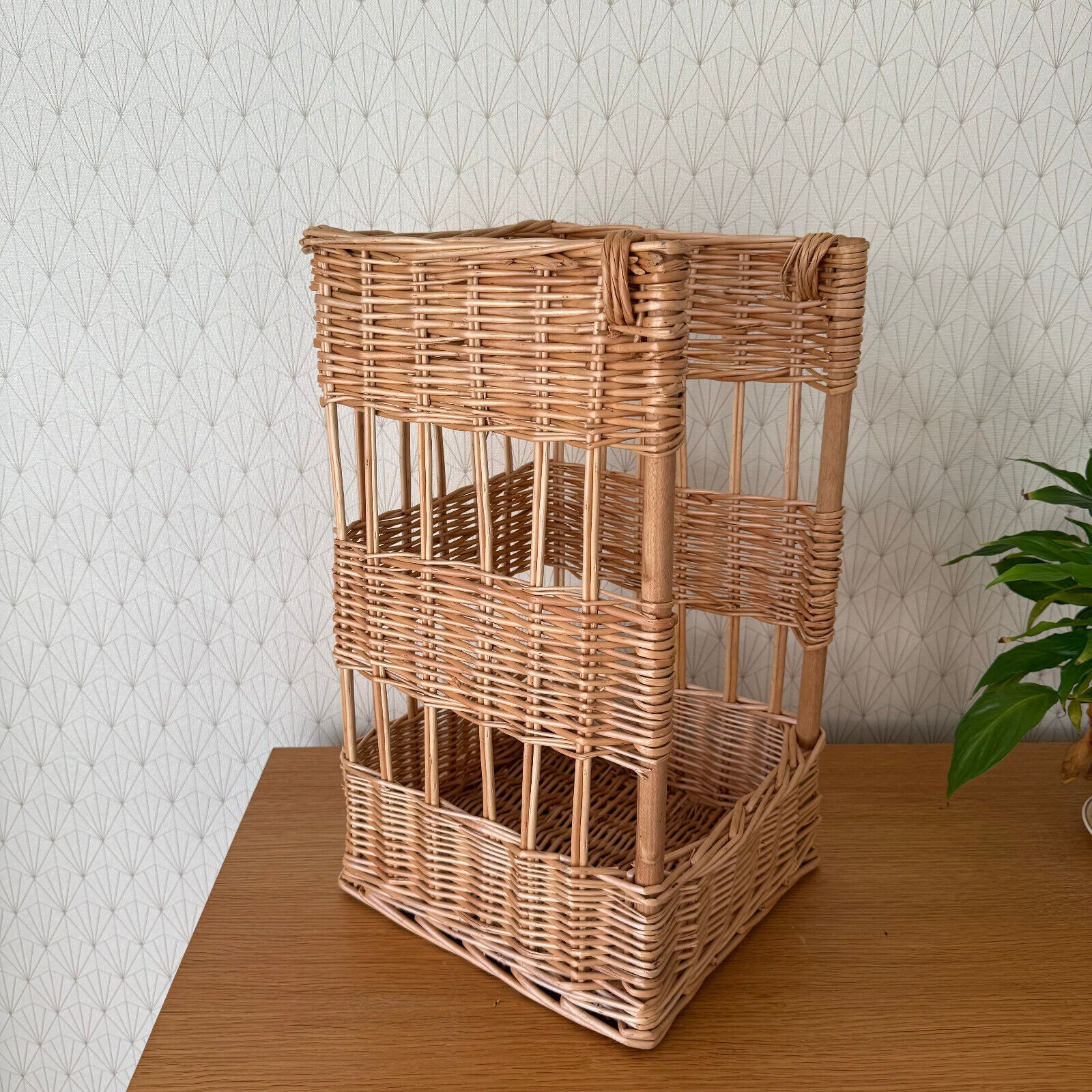 French bread basket wicker rattan storage organizer display bakery 0211244 - Fleamarketfrance