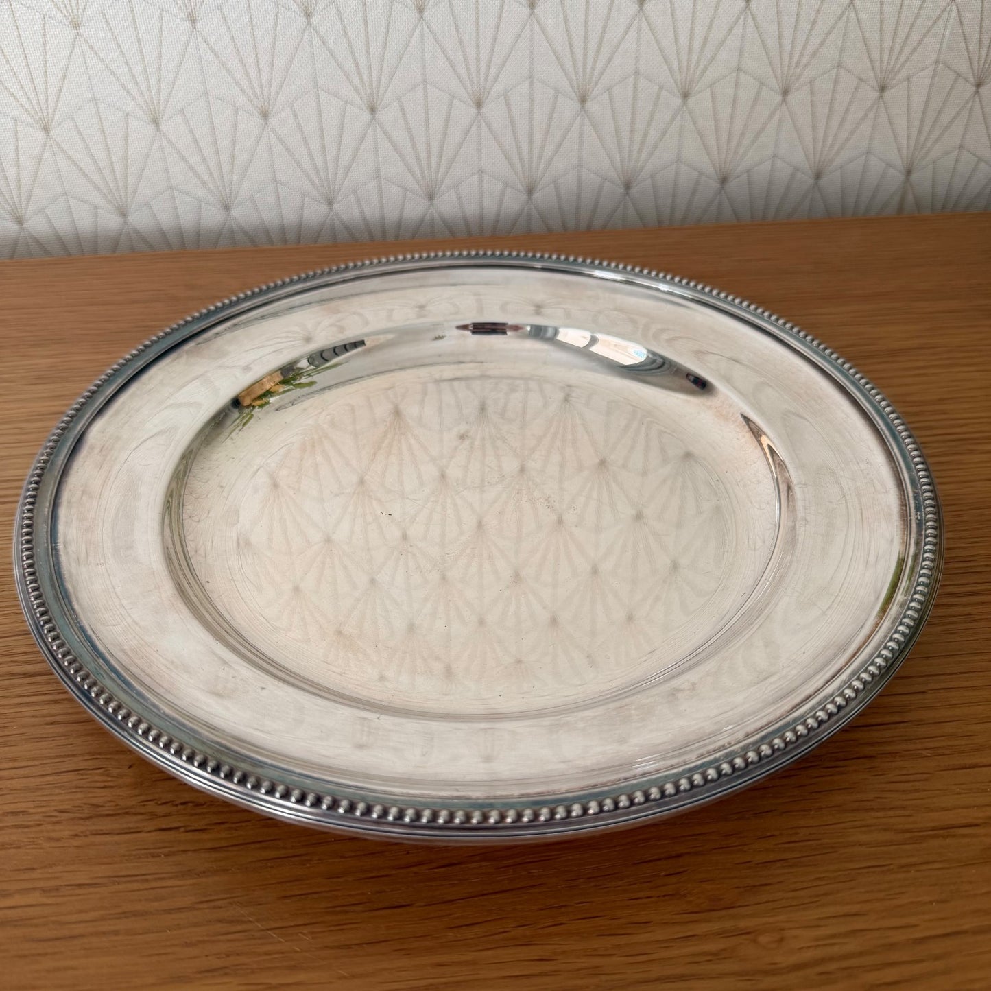 Christofle Gallia Silverplate Pearl French Round Serving Tray 26072611 ercuis