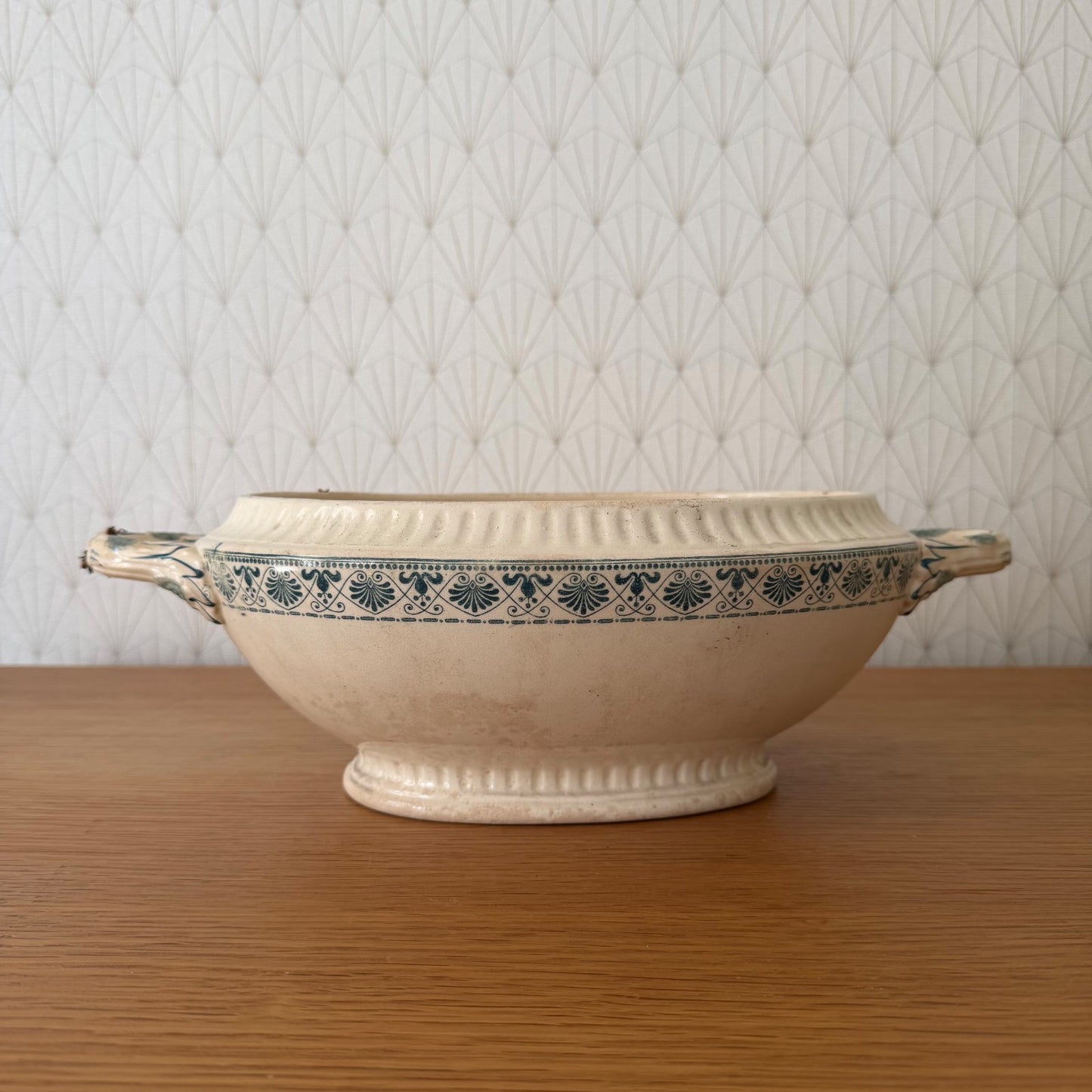 French Antique White Earthenware Tureen Terre de Fer Serving Bowl 2805266 Fleamarketfrance