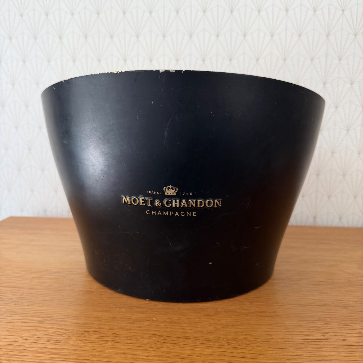 French Champagne Ice Bucket Black Metal Wine Cooler Moet chandon 04092612