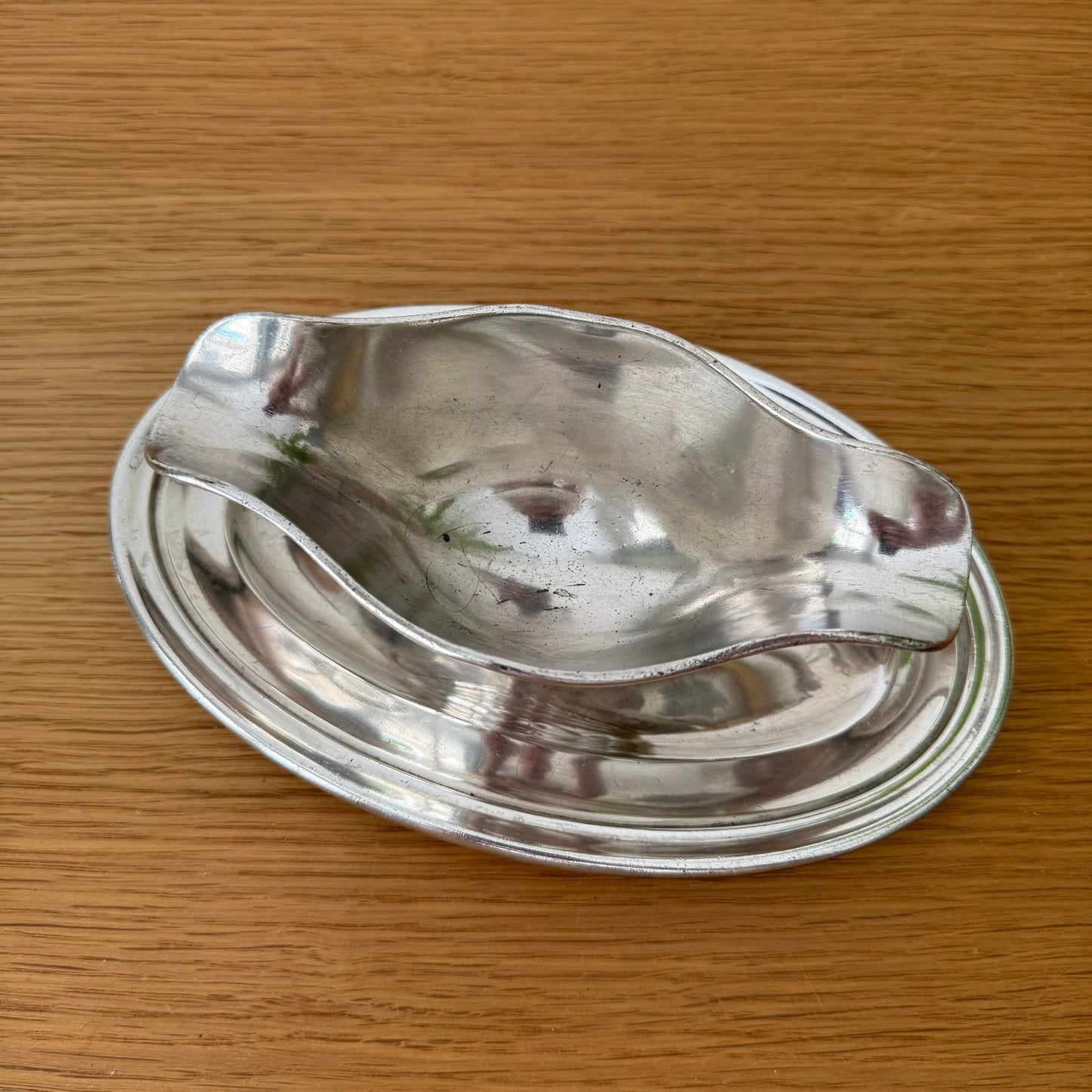 Vintage French Gravy Boat Saucer Silverplate 2608257