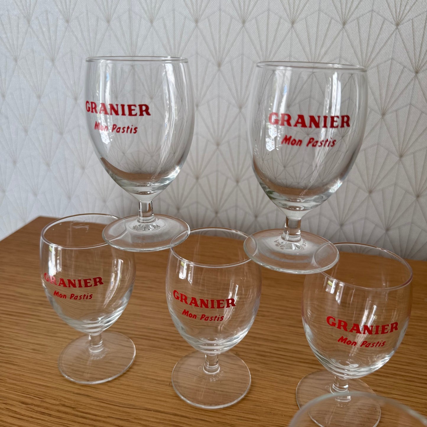 Vintage French Pastis Glasses Granier Mon Pastis Set of 6 Stemware 0309254 Granier