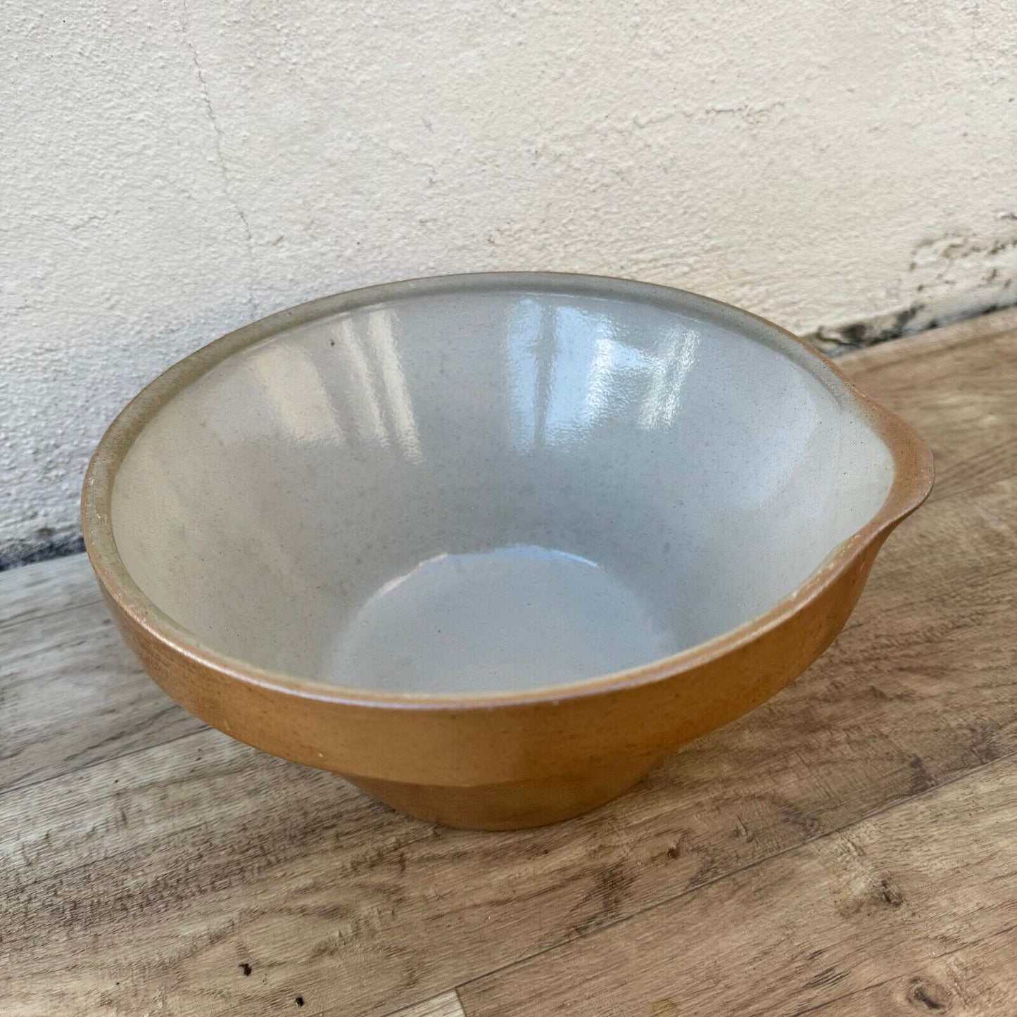 VINTAGE FRENCH GLAZED STONEWARE SALAD MIXING BOWL TERRINE TIAN 9" 09112310 - Fleamarketfrance