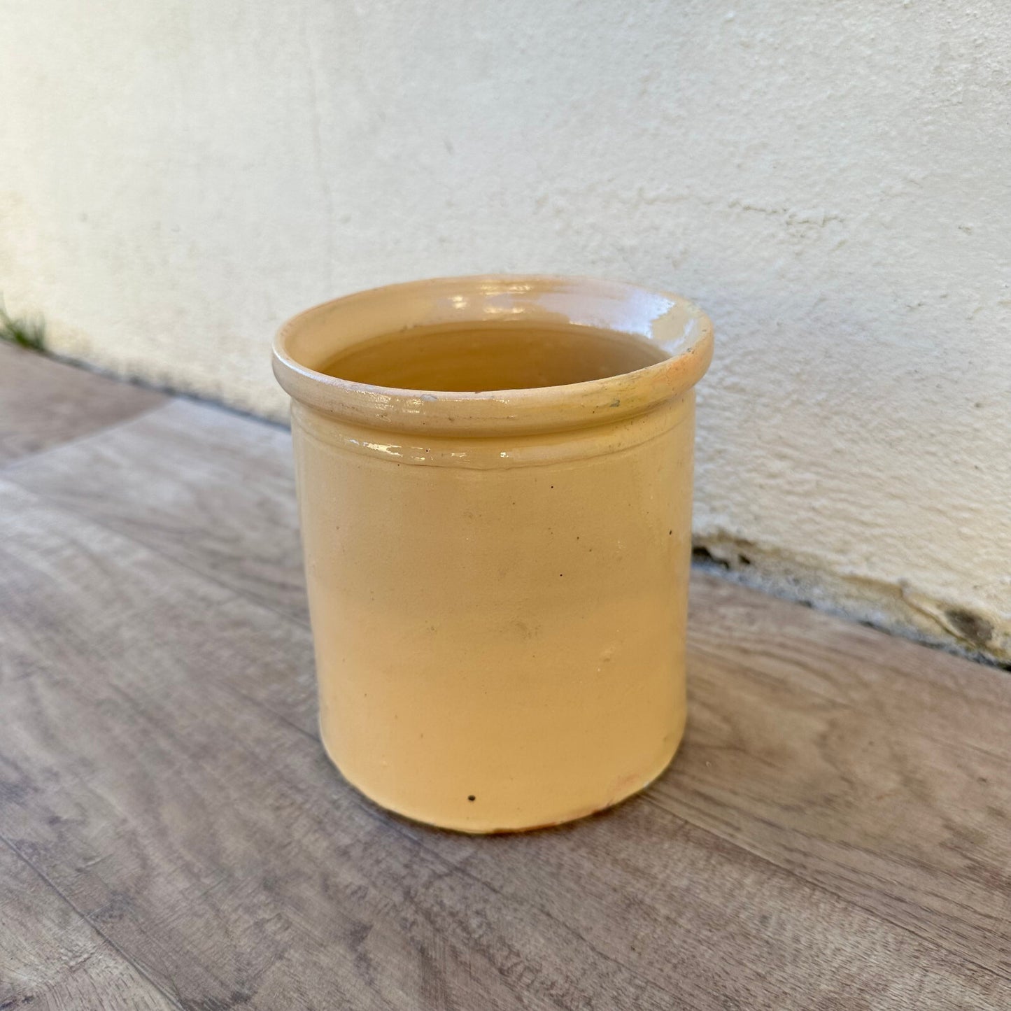 Antique French Confit Pot Yellow Glazed Terracotta Small 13cm 2202232 Unmarked
