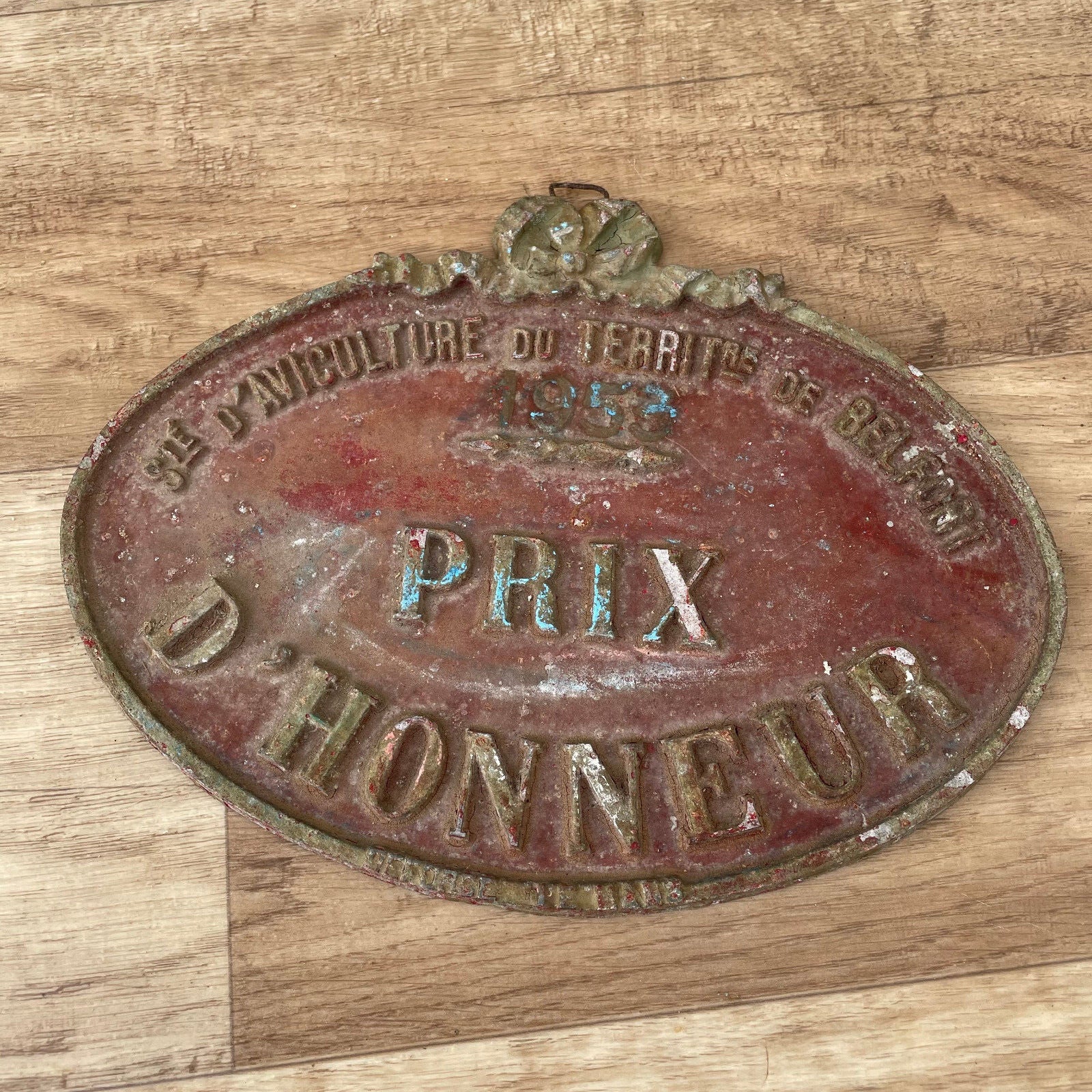 FRENCH VINTAGE AGRICULTURE PLAQUE TROPHY AWARD ANIMALS PRIZE SIGN 1103257 Fleamarketfrance