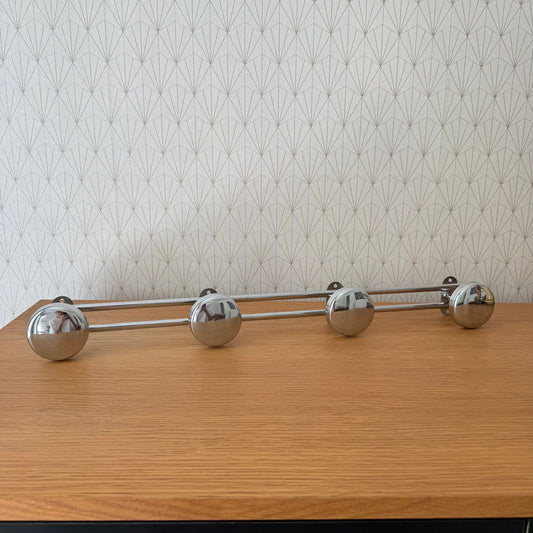 Vintage French Metal 4 Hook Coat Rack/Wall-Mounted Entryway Storage 1310251