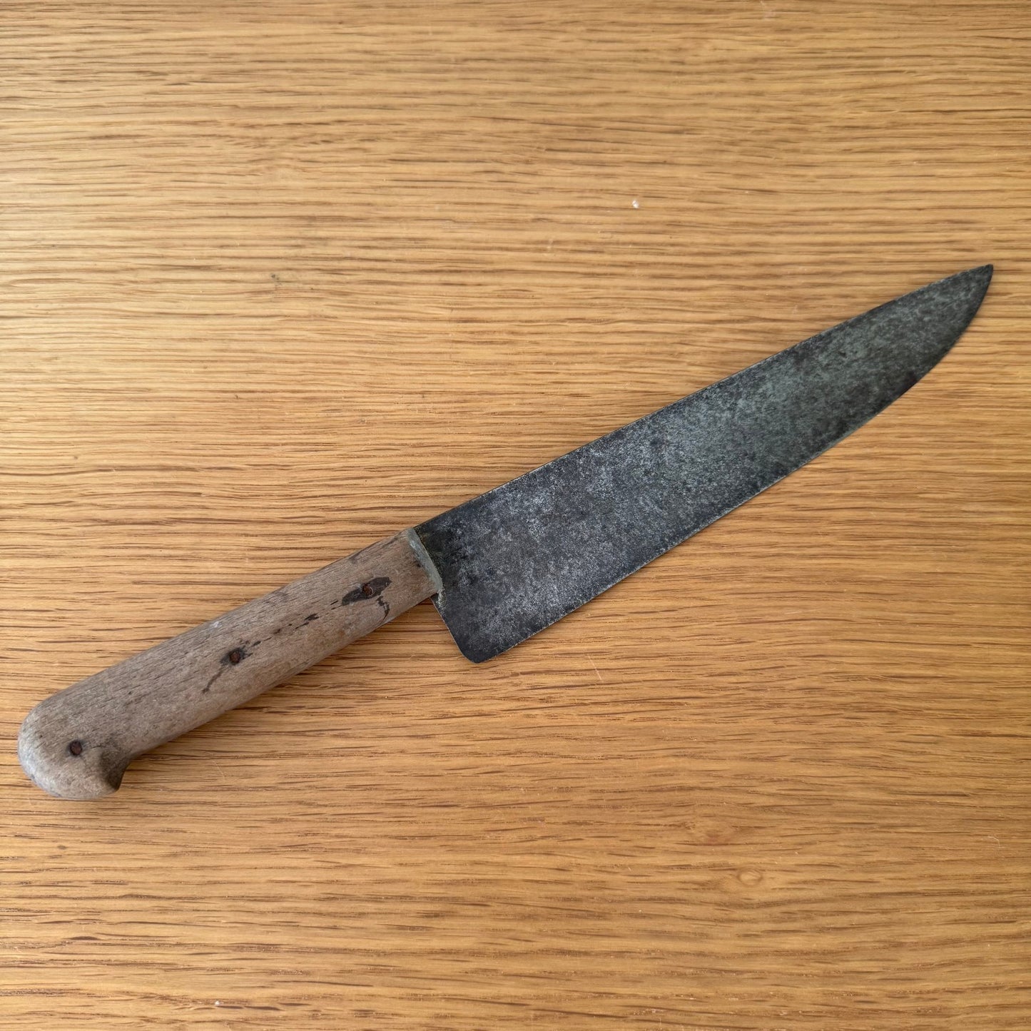 French Vintage Carbon Steel Butcher Knife Wood Handle Kitchen 30072511 Unbranded