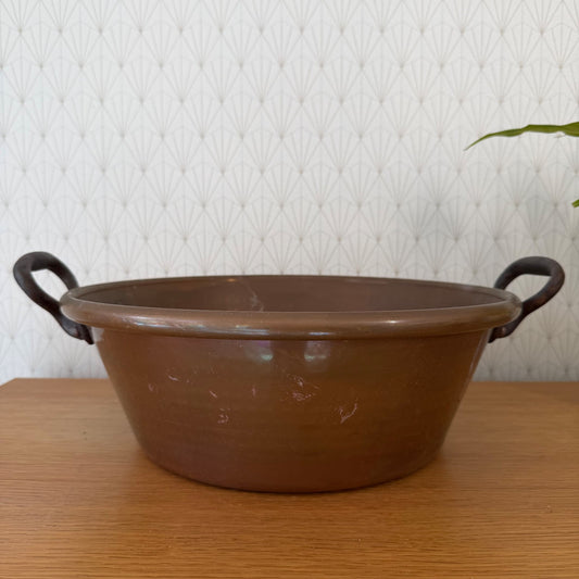 French Copper Jam Pan Bronze Handles Villedieu Vintage 1906261 Fleamarketfrance