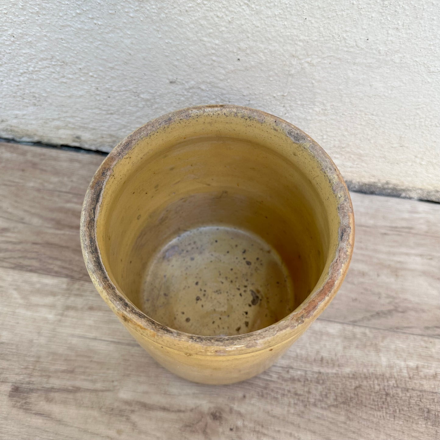 French Jam Pot Yellow Stoneware Antique Pottery Crock Preserve 0503257 Unmarked