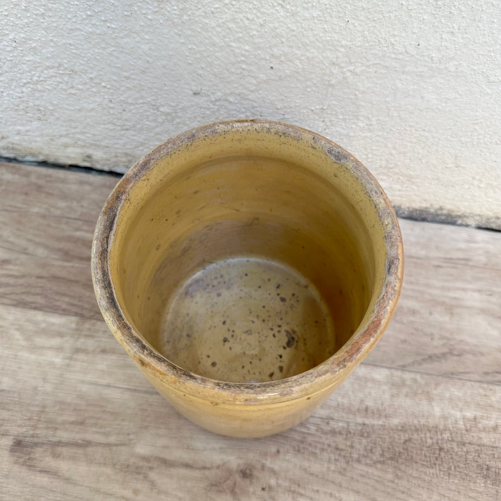 French Jam Pot Yellow Stoneware Antique Pottery Crock Preserve 0503257 Unmarked