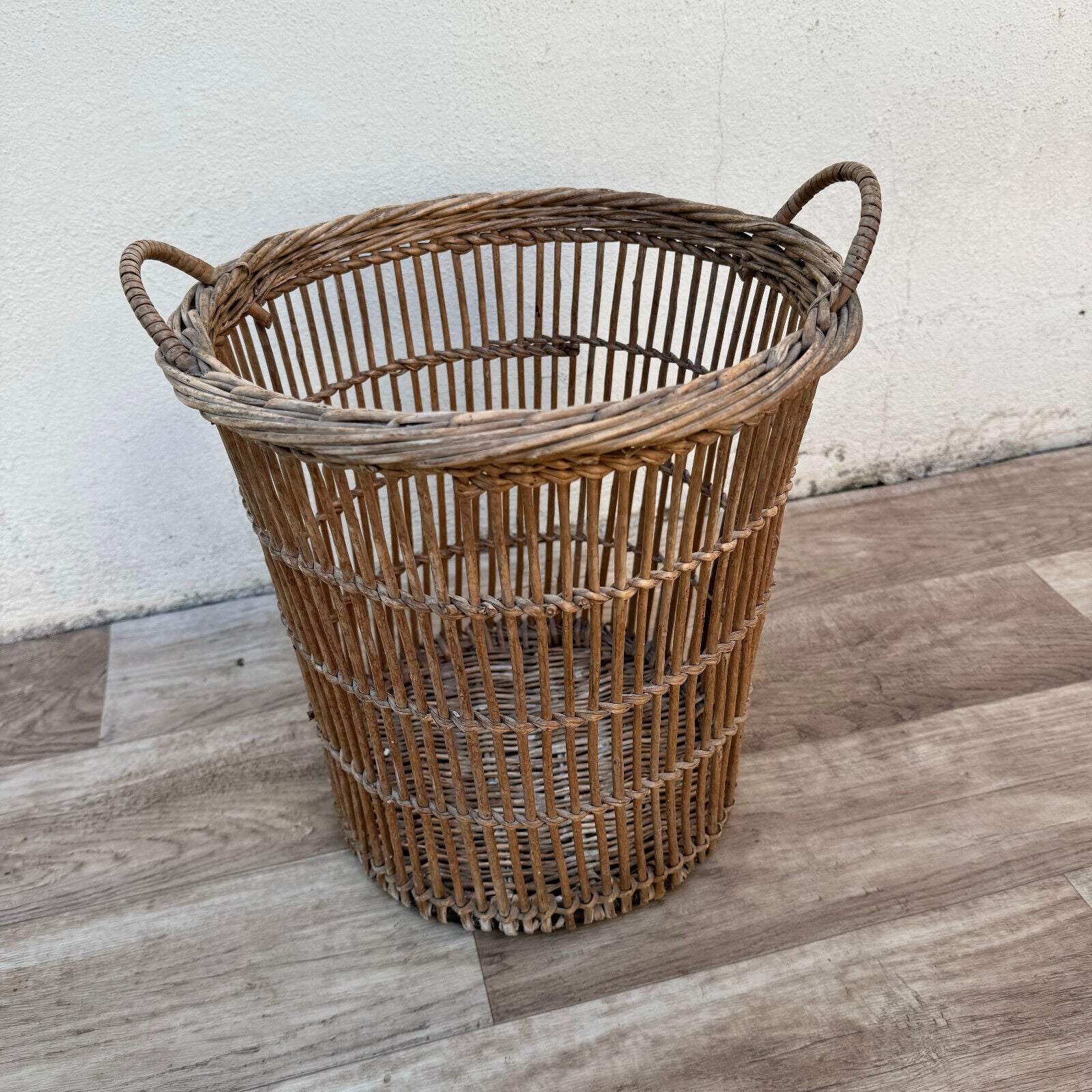 French Wicker Basket office decoration Chic Vintage Woven Rattan 1006245 Fleamarketfrance
