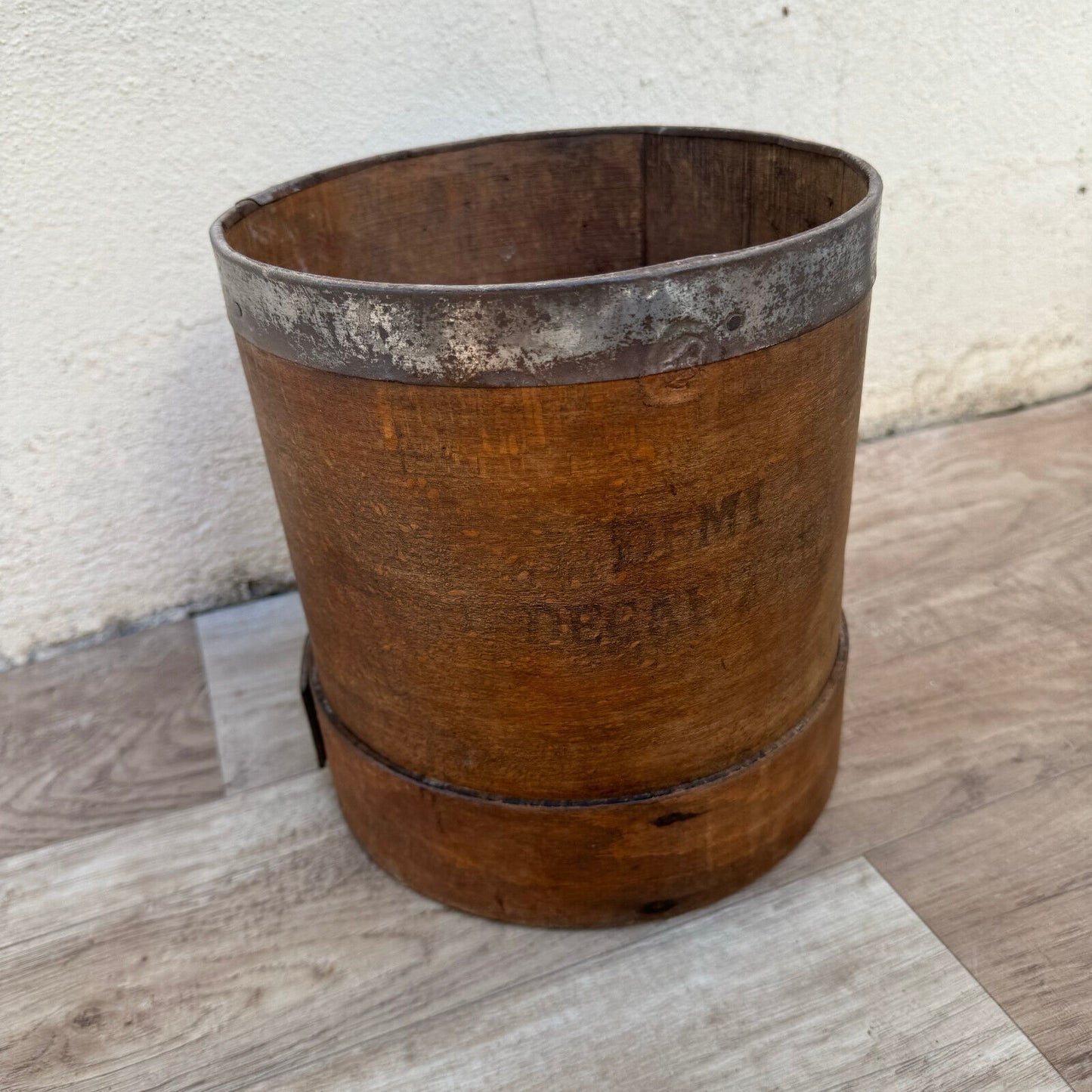 Antique Authentic French Wooden Pot Barrel Bucket Measuring Wheat Grain 2309248 - Fleamarketfrance