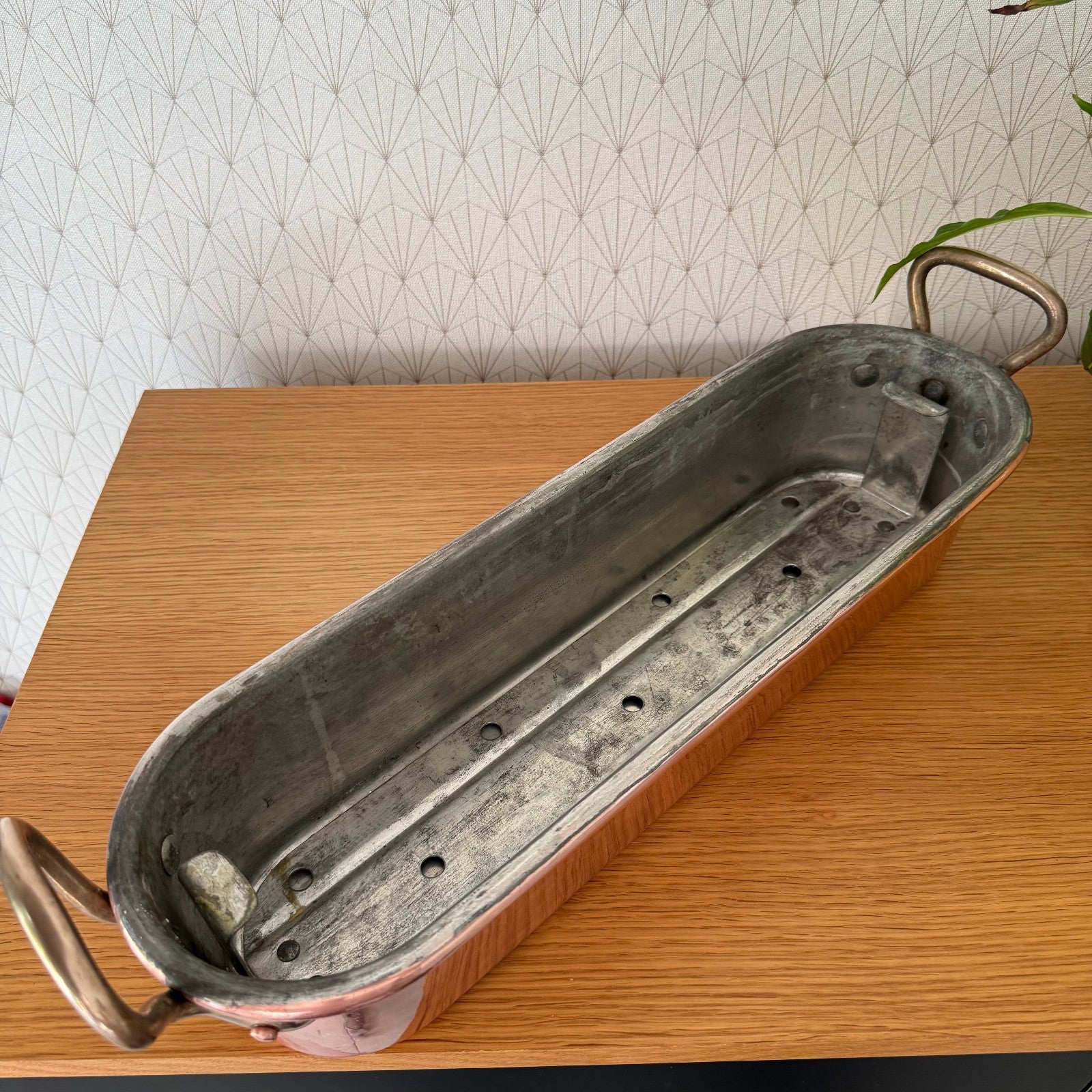 French Copper Fish Kettle Poacher Villedieu Brass Handles Vintage 1209254 Fleamarketfrance : French vintage and antique decor